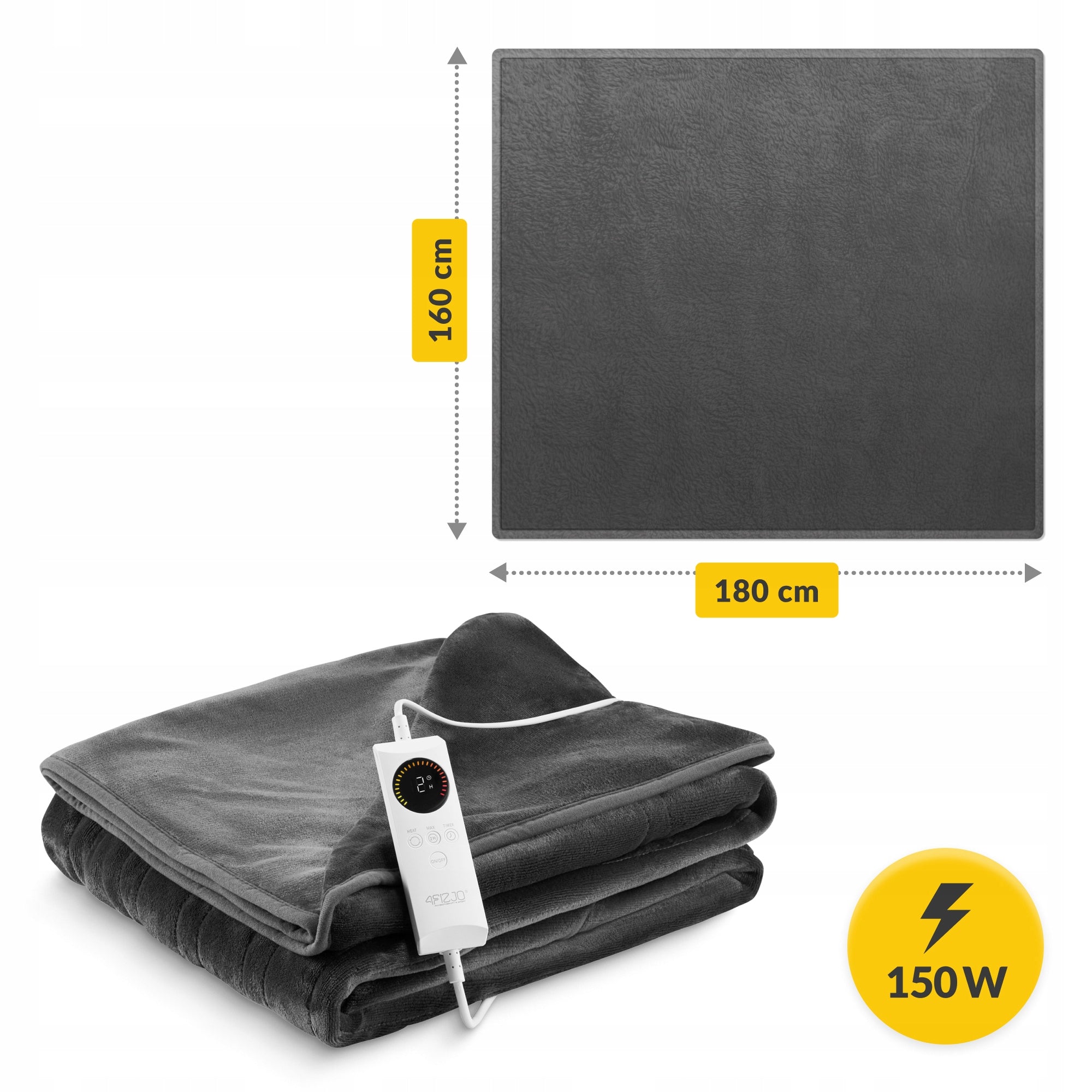 ELECTRIC BLANKET LARGE SOFT HEATING MAT REMOTE CONTROL TIMER ADJUSTMENT WARM 150W EAN (GTIN) 5905973403603
