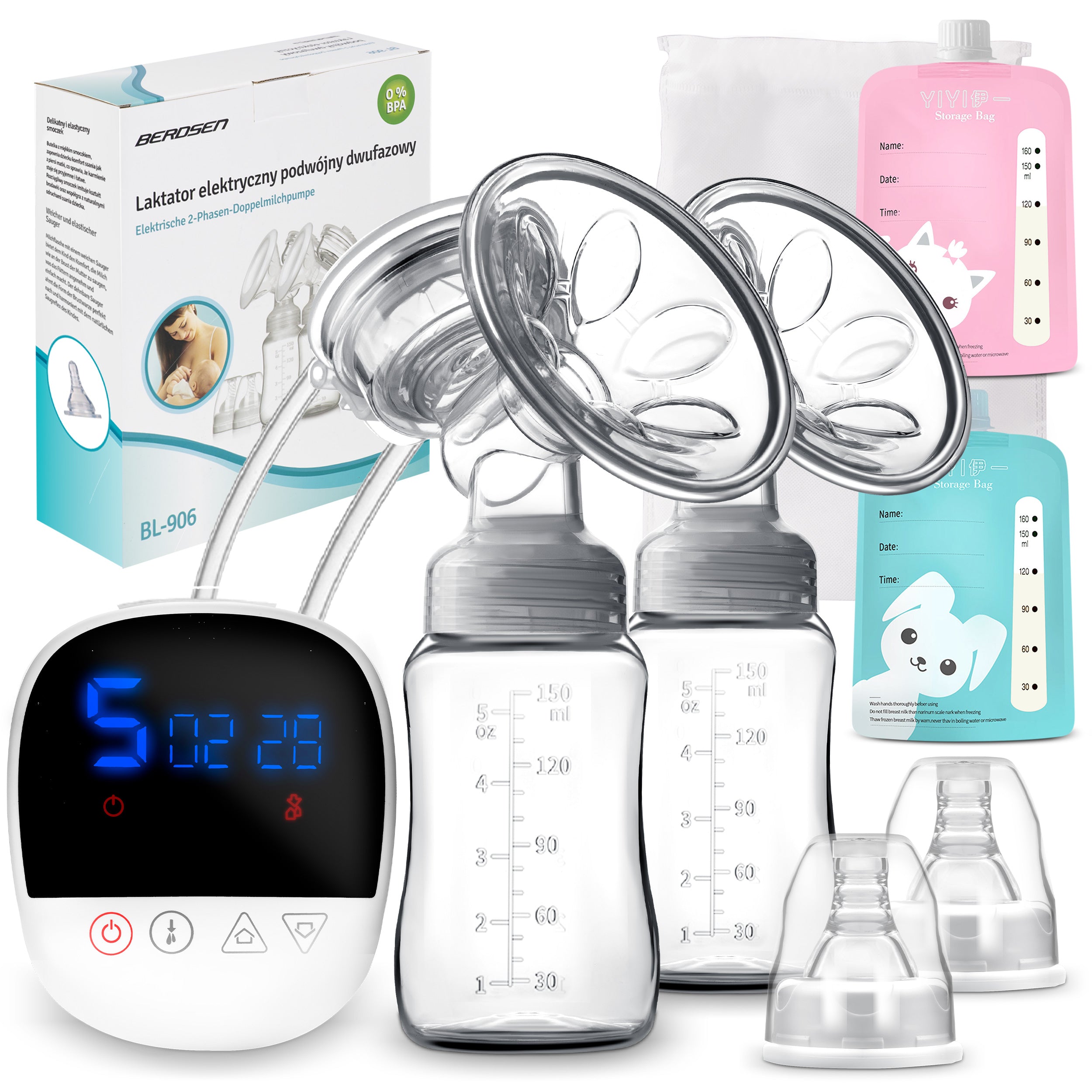 ELECTRIC BREAST PUMP DOUBLE MOBILE BERDSEN WIRELESS BPA FREE