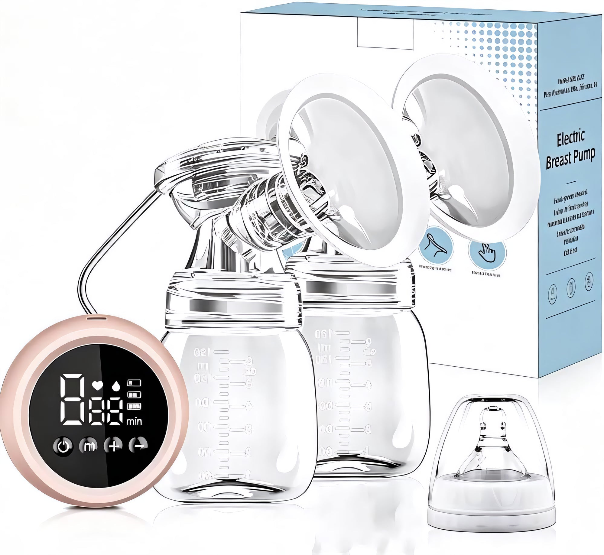 ELECTRIC BREAST PUMP DOUBLE TWO-PHASE MILK EXTRACTOR 3 LEVELS 3IN1