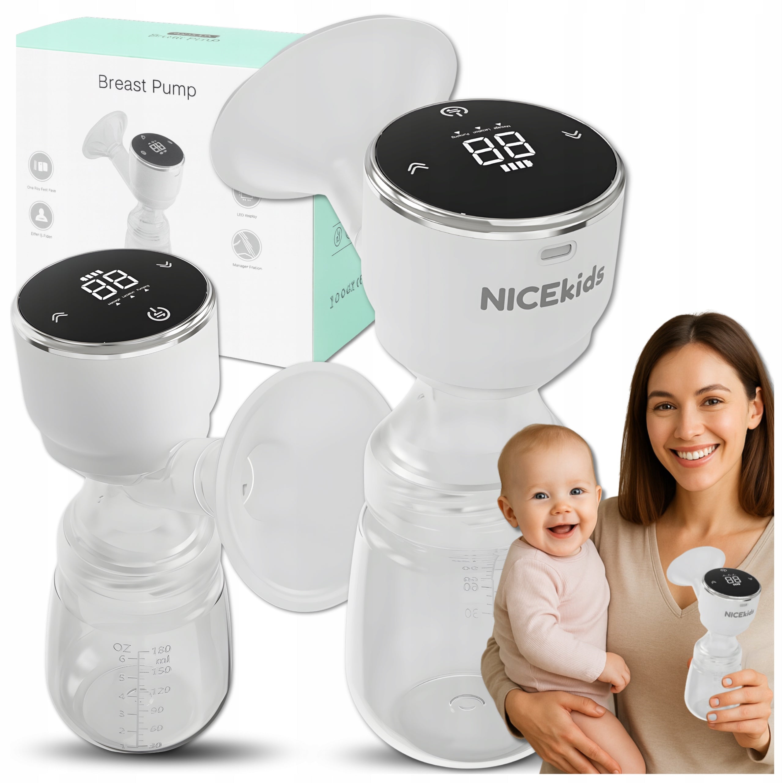 ELECTRIC BREAST PUMP PORTABLE WIRELESS THREE-PHASE BATTERY BPA FREE