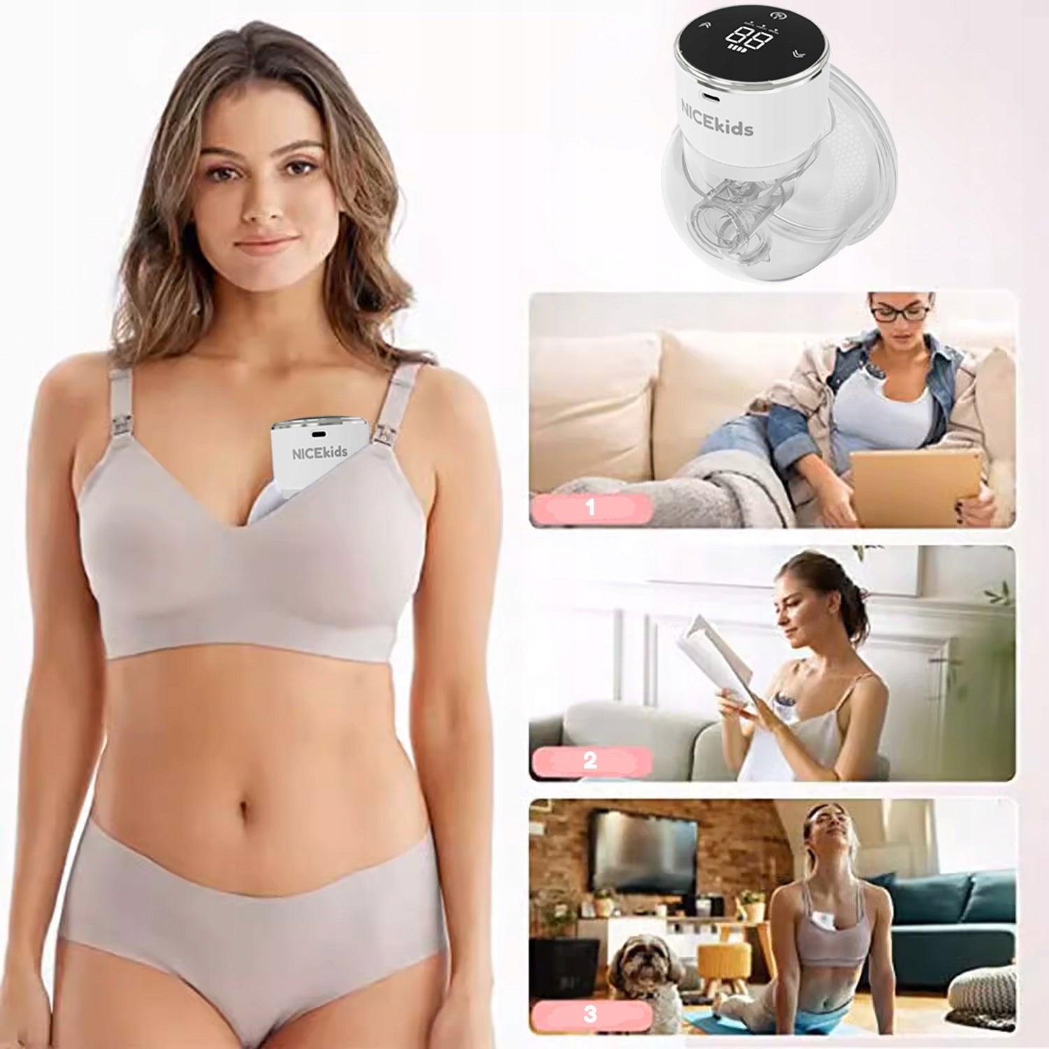 ELECTRIC BREAST PUMP THREE-PHASE PORTABLE EXTRACTOR NICEKIDS BPA FREE Manufacturer code LAKTATOR ELEKTRYCZNY TRZYFAZOWY DO NOSZENIA