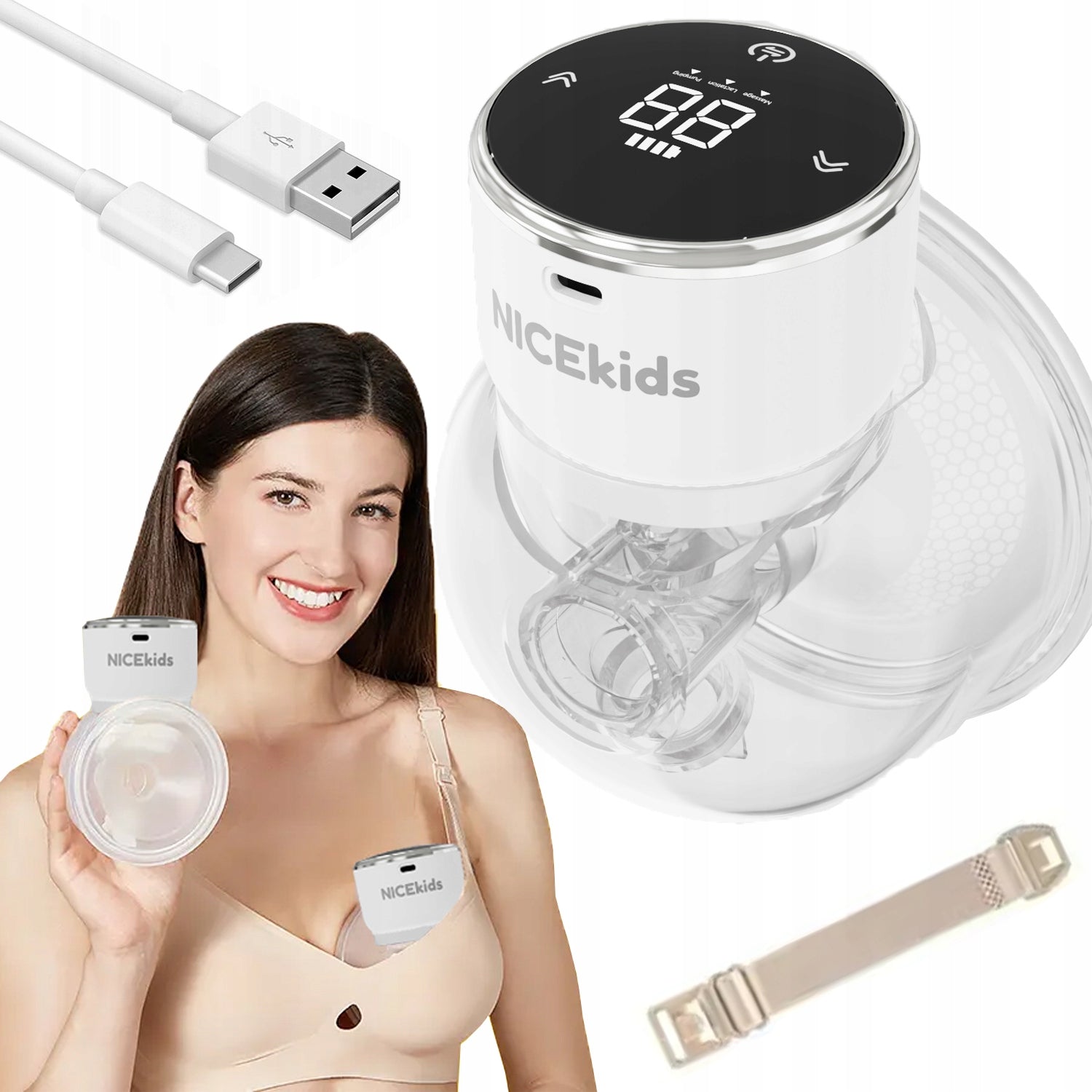 ELECTRIC BREAST PUMP THREE-PHASE PORTABLE EXTRACTOR NICEKIDS BPA FREE
