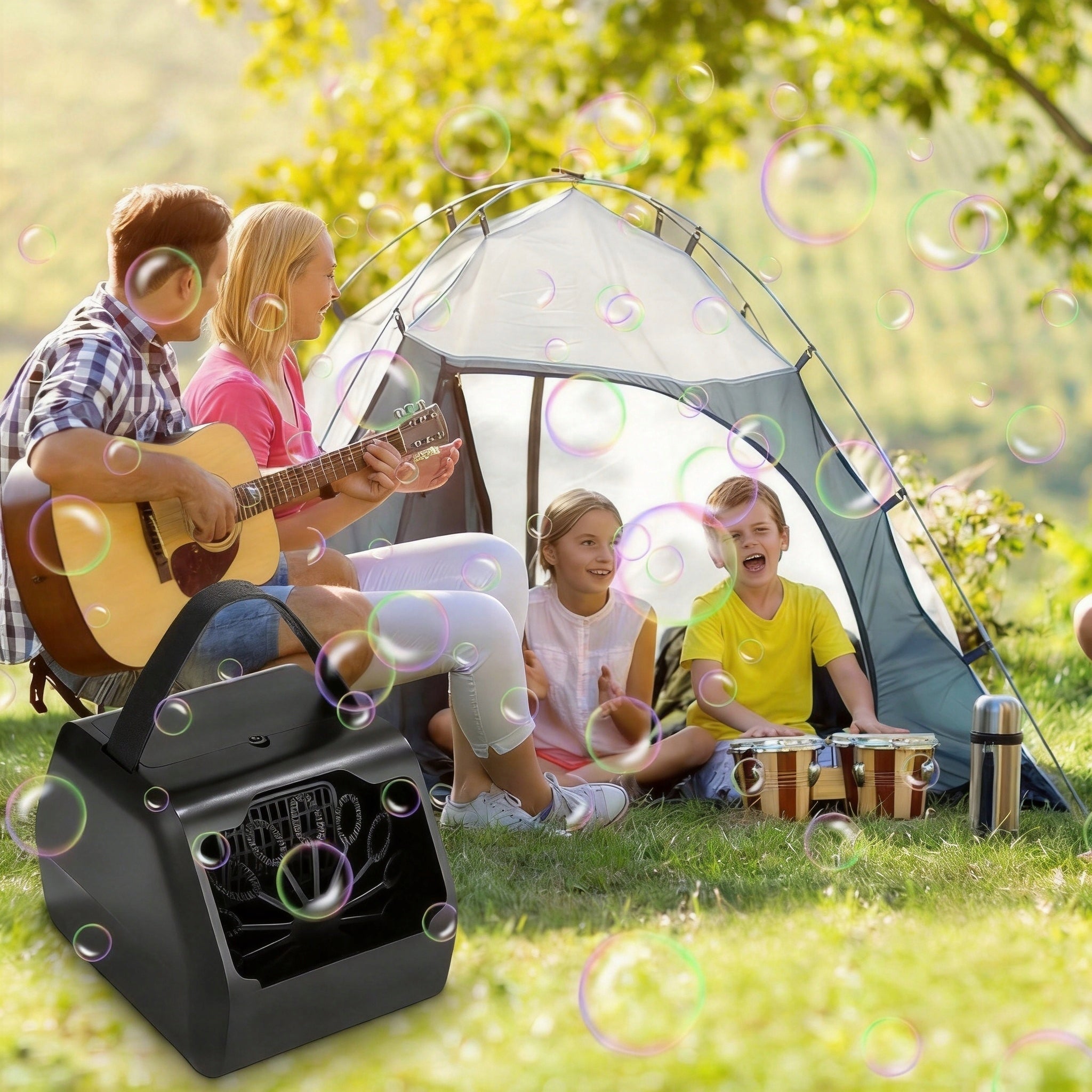 ELECTRIC BUBBLE MACHINE LARGE CAPACITY 400ML FOR BIRTHDAY AND PICNIC Color black
