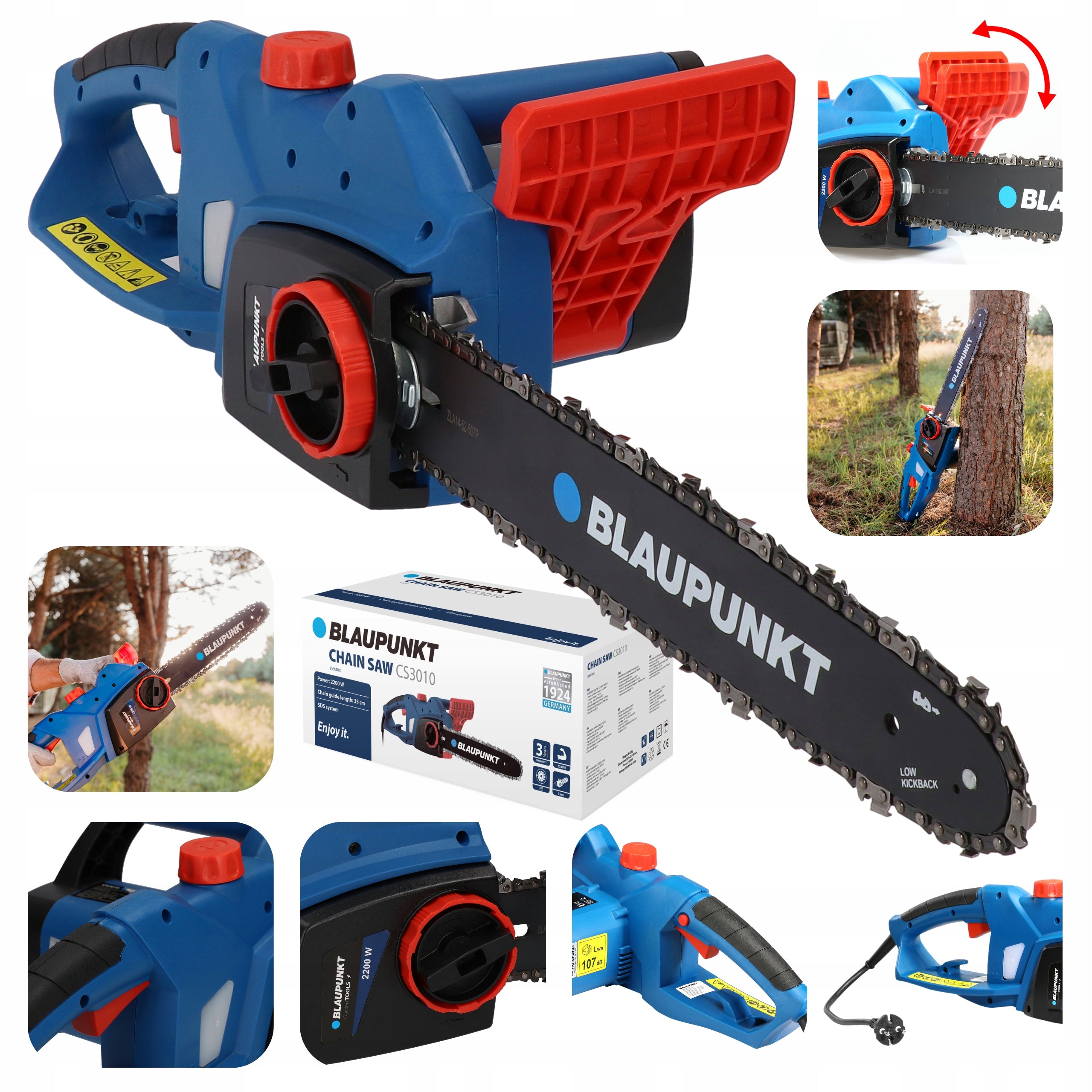 ELECTRIC CHAINSAW 2200W GUIDE 35 cm SDS BLAUPUNKT CS3010
