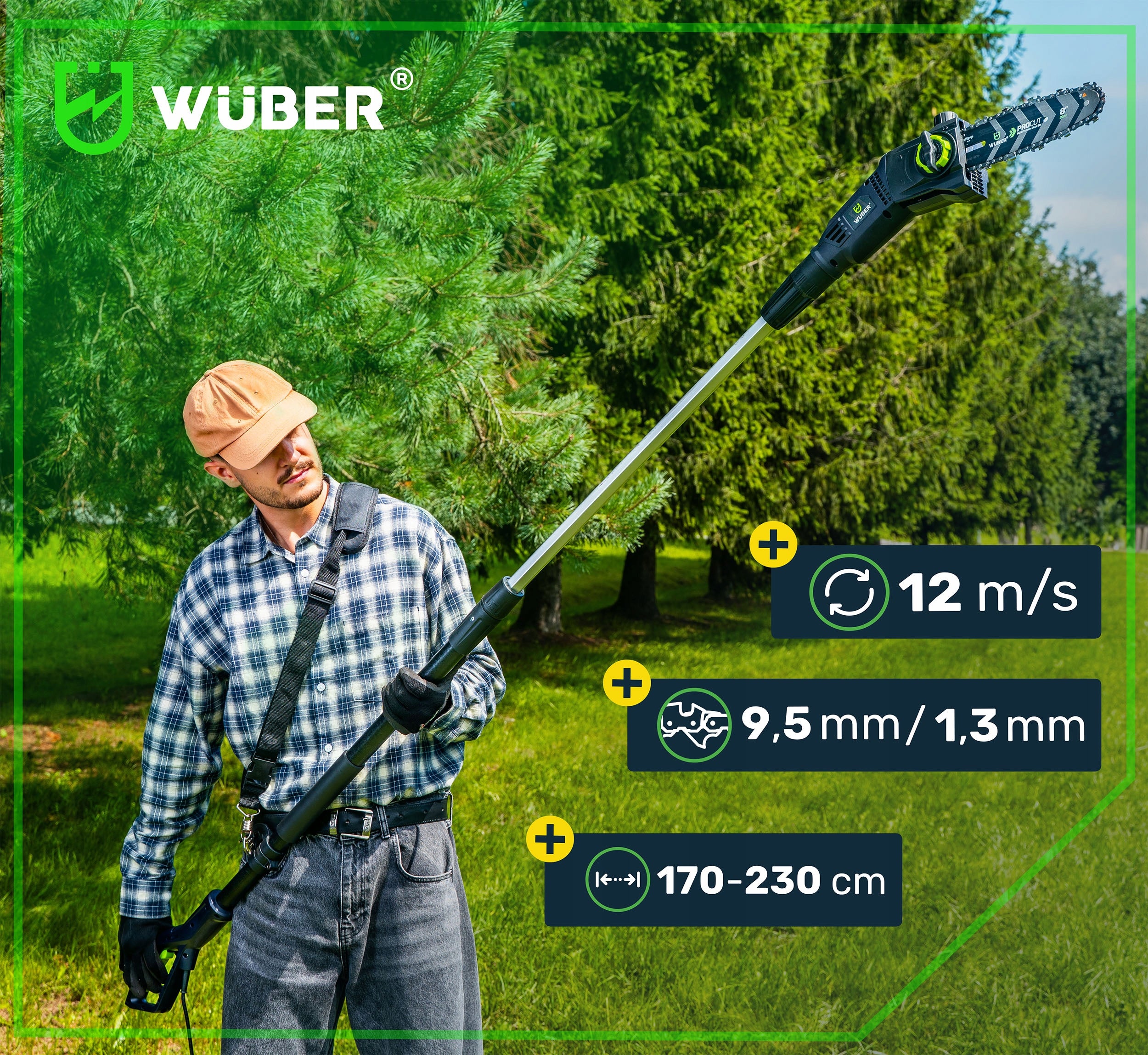 ELECTRIC CHAINSAW SAW ON TELESCOPIC BOOM STRONG WUBER Guide manufacturer Wuber