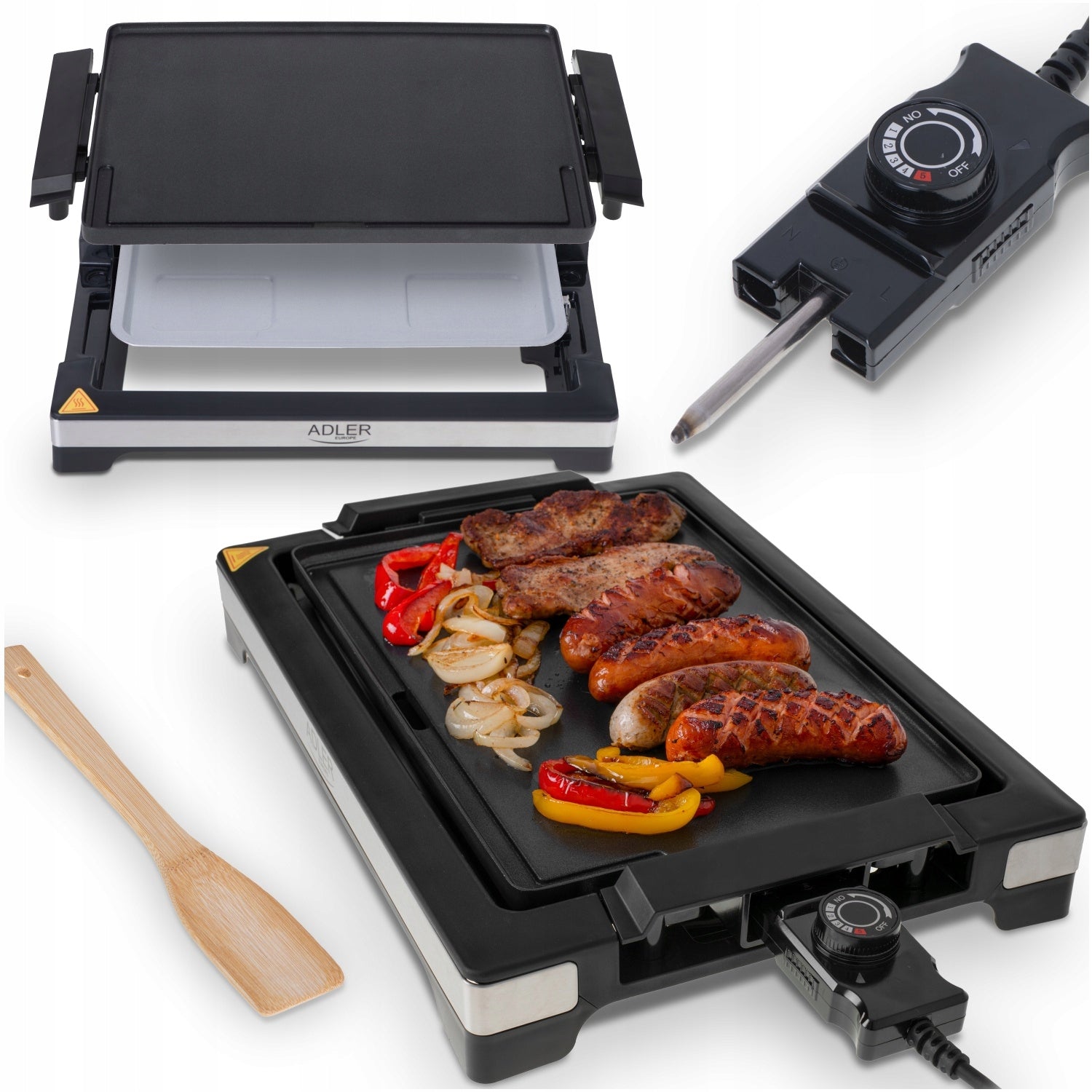 ELECTRIC CONTACT GRILL 3000W HIGH POWER for vegetable sausage meat ADLER