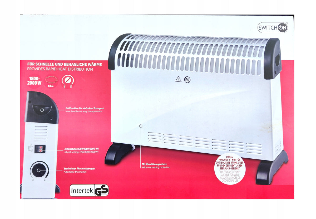 ELECTRIC CONVECTOR HEATER APRON 2000W SWITCH ON THERMOSTAT Packaging status original