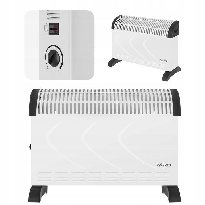 ELECTRIC CONVECTOR HEATER WITH THERMOSTAT VOLTENO 2000W 3 TURBO MODES Depth 130 mm