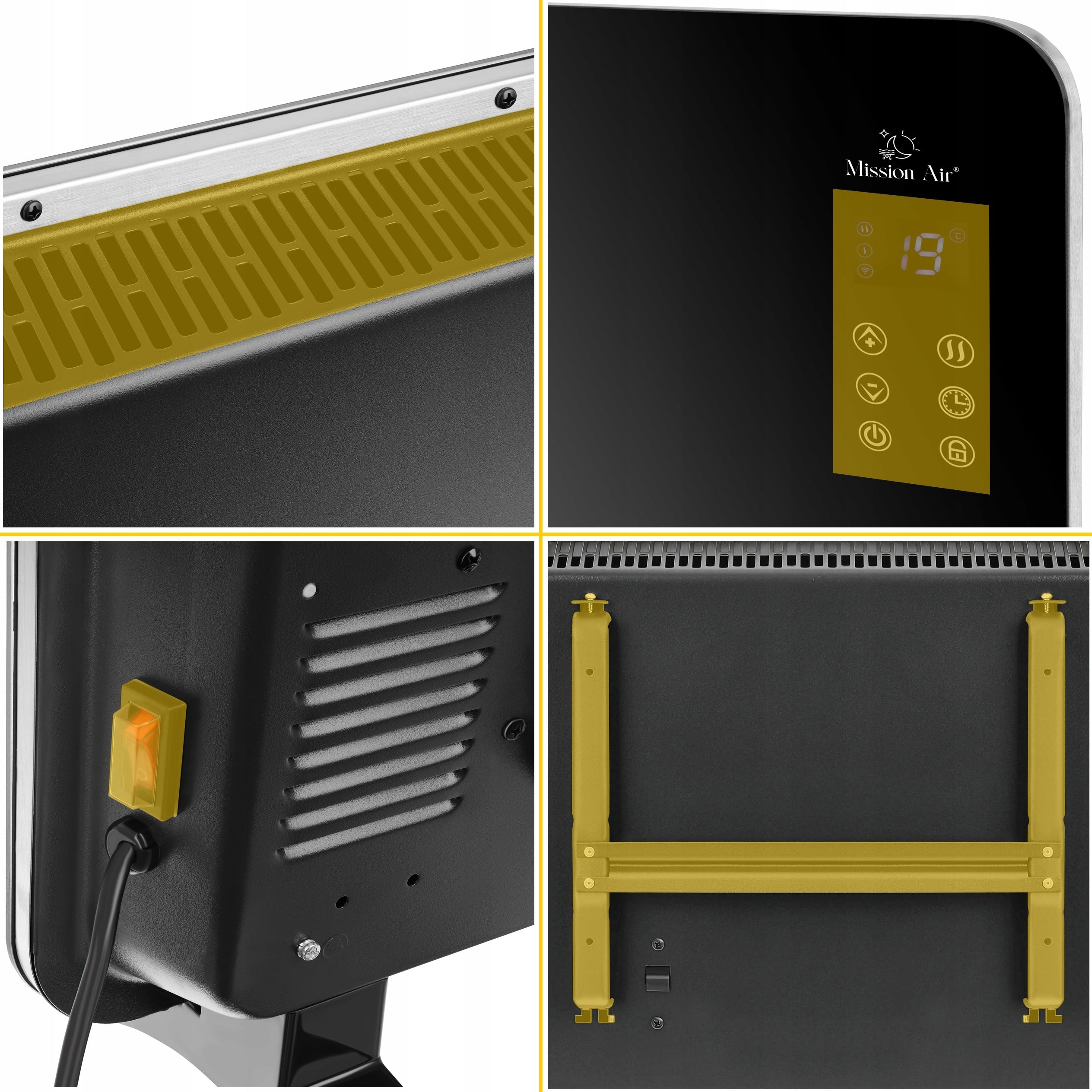 ELECTRIC CONVECTOR RADIATOR GLASS PANEL energy-saving 1000W WiFi Manufacturer code PORTO 1000W Czarny