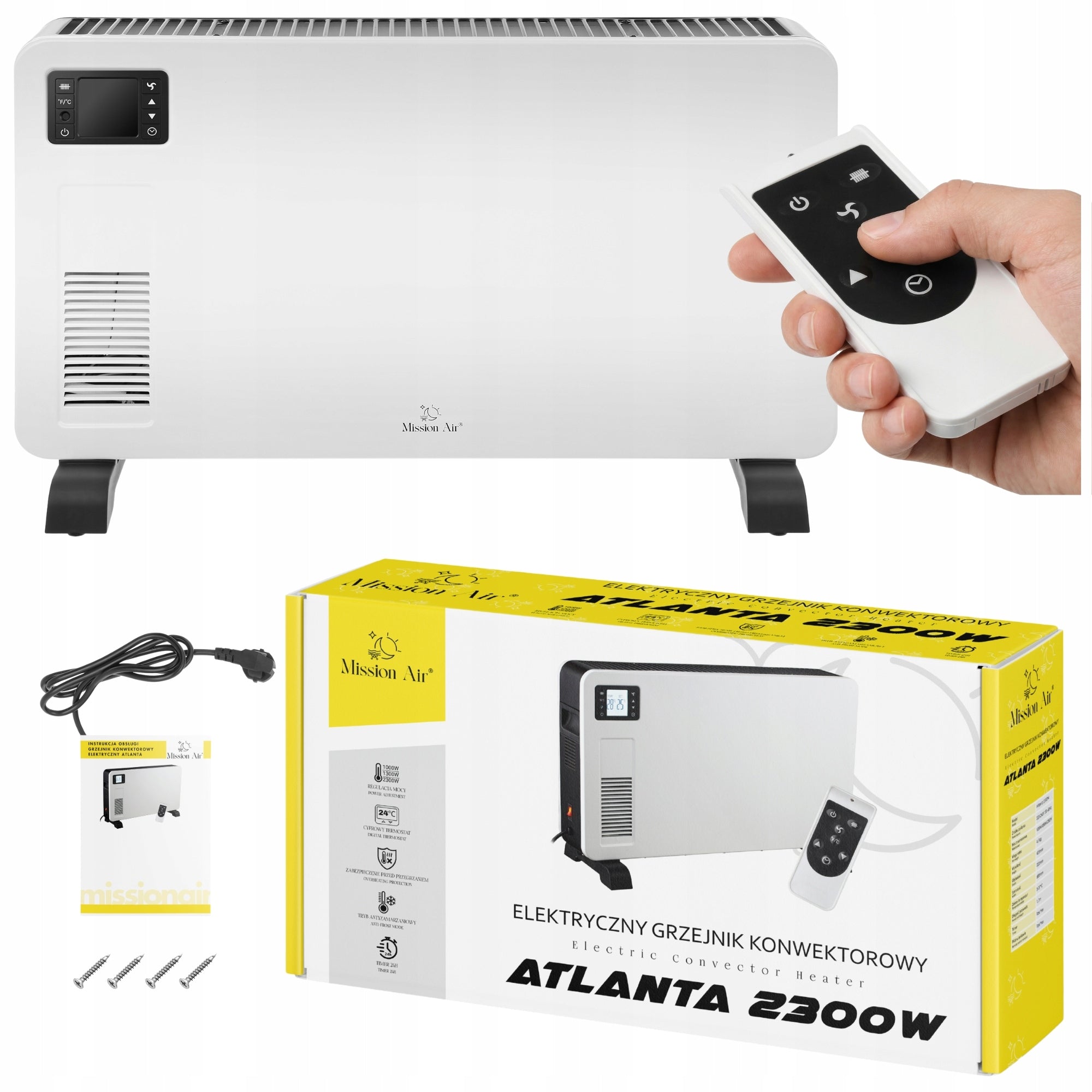 ELECTRIC CONvector HEATER Energy Efficient BLOWING TIMER PILOT 2300W