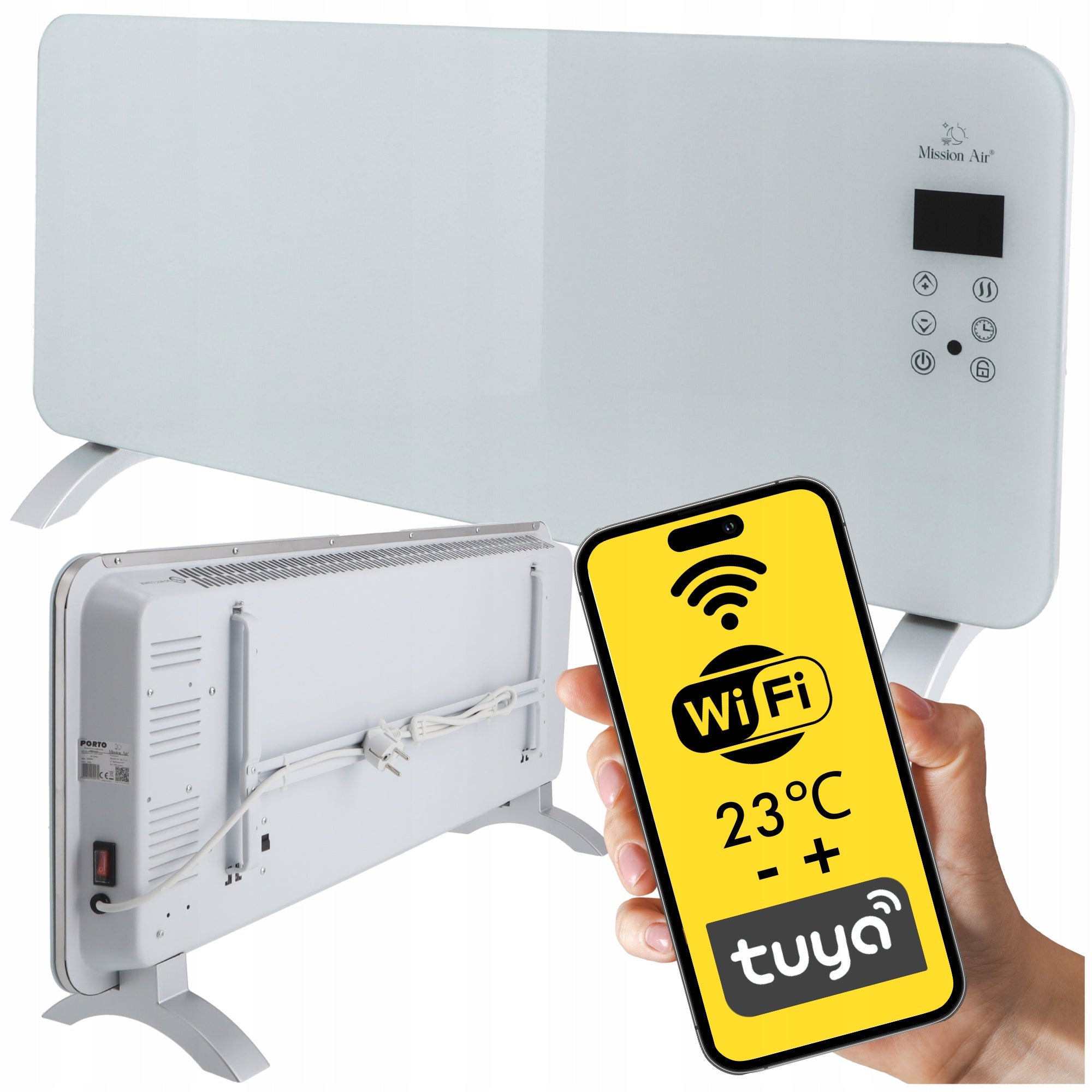 ELECTRIC CONvector HEATER GLASS PANEL energy saving 2000W WiFi