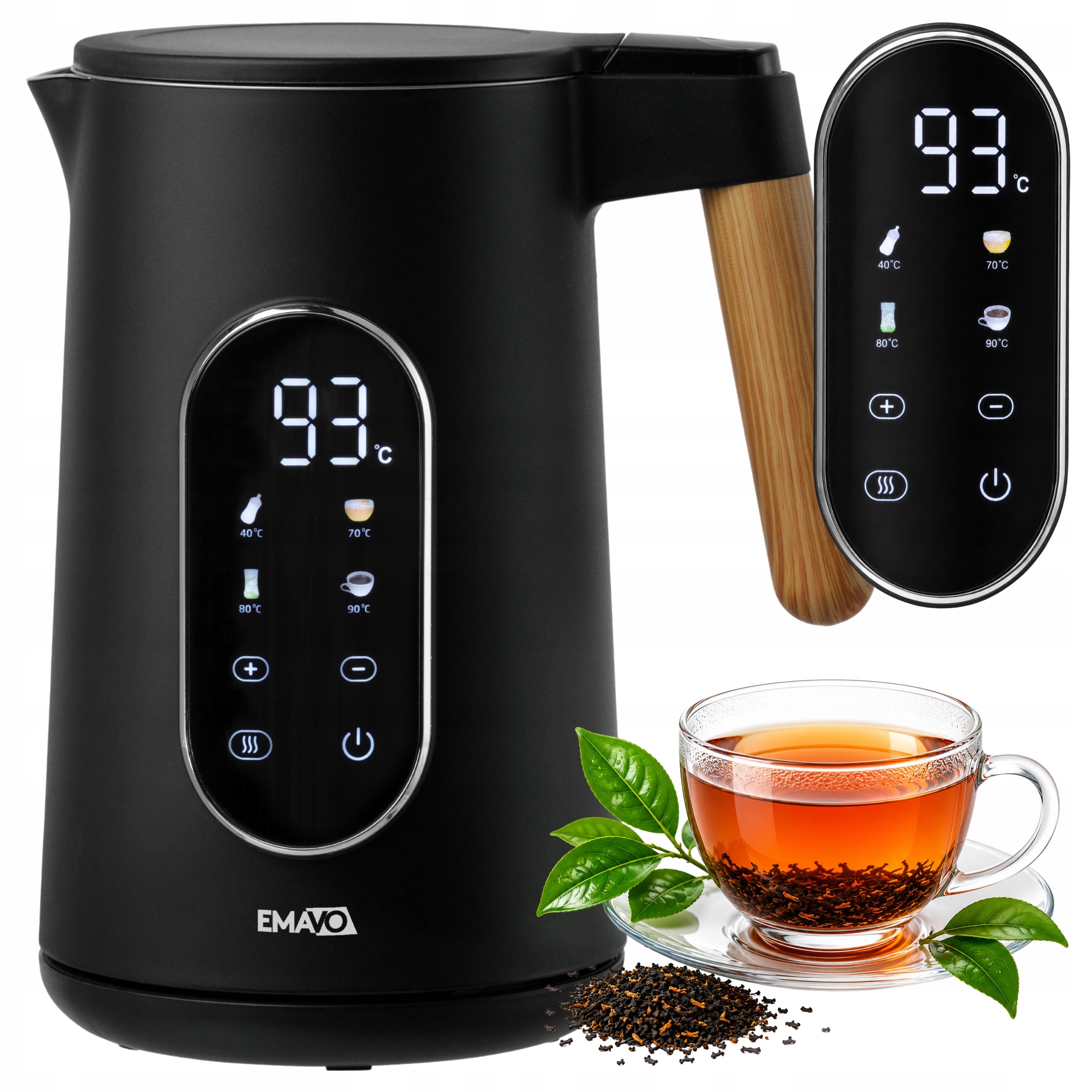 ELECTRIC CORDLESS KETTLE 1,7l 2200W BLACK TEMPERATURE CONTROL