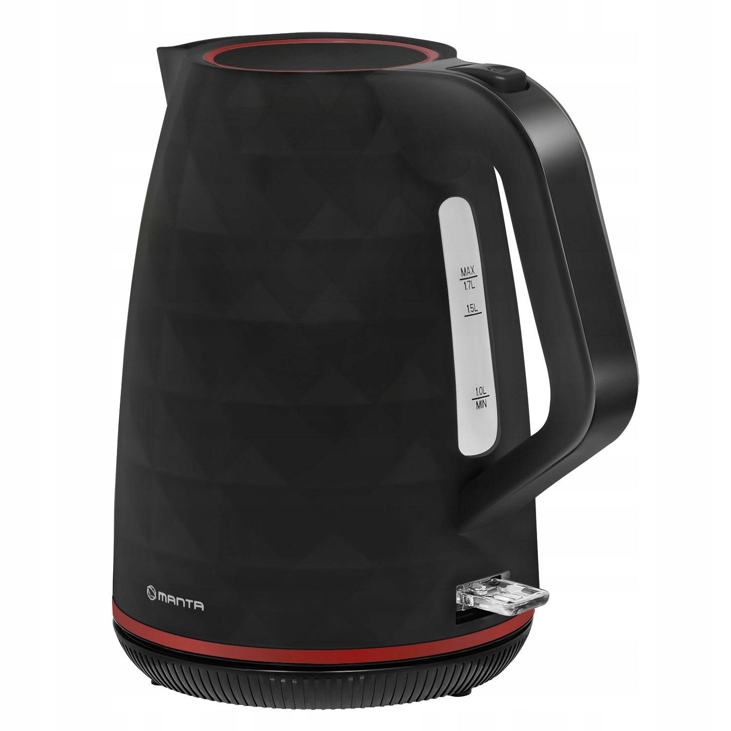ELECTRIC CORDLESS KETTLE FOR TEA COFFEE BLACK QUIET 2200W 1,7L Brand Manta