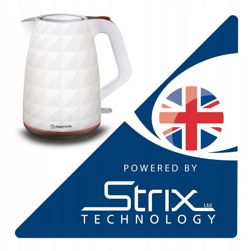 ELECTRIC CORDLESS KETTLE FOR TEA COFFEE WHITE QUIET 2200W 1,7L Dominant color white