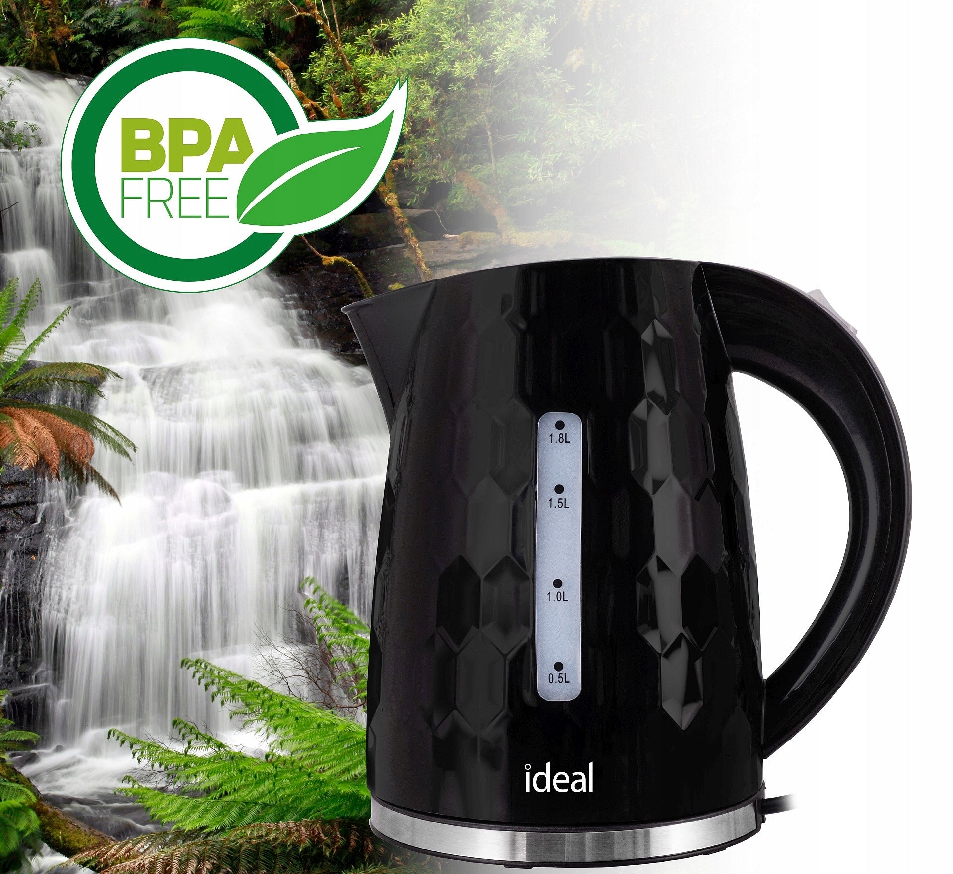 ELECTRIC CORDLESS KETTLE IDEAL QUIET ENERGY EFFICIENT Black 1,8L Model IDEAL IK1120