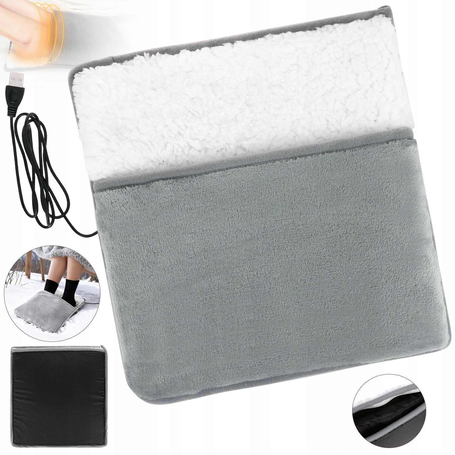 ELECTRIC FOOT WARMER FUR MAT HEATED USB