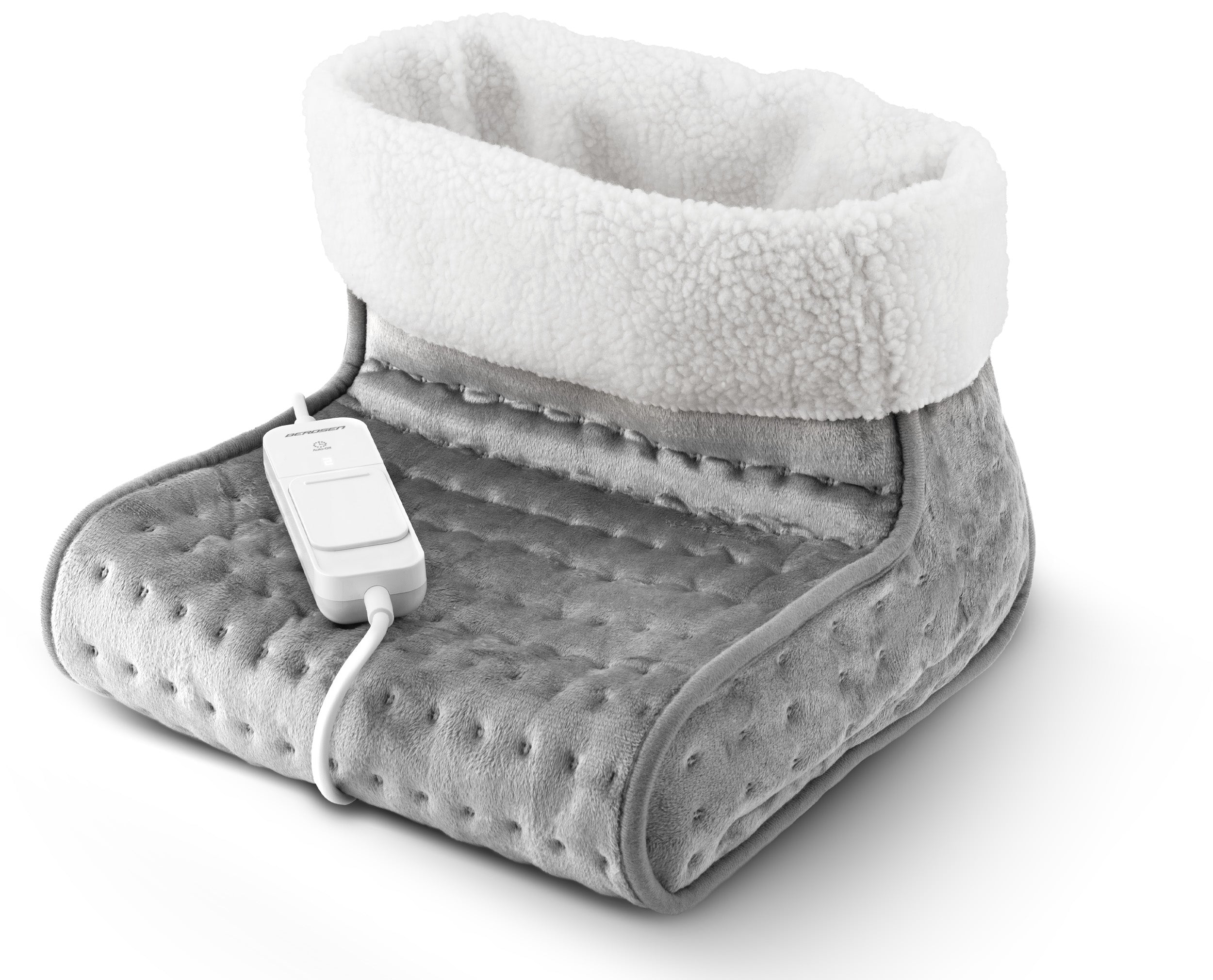 ELECTRIC FOOT WARMER WITH REMOTE CONTROL SOFT PLUSH MASSAGE 3 LEVELS SHOE Color gray