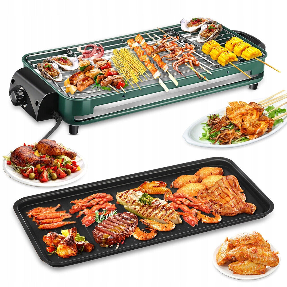 ELECTRIC GARDEN GRILL HIKING PORTABLE LARGE ADJUSTABLE BBQ 1500W