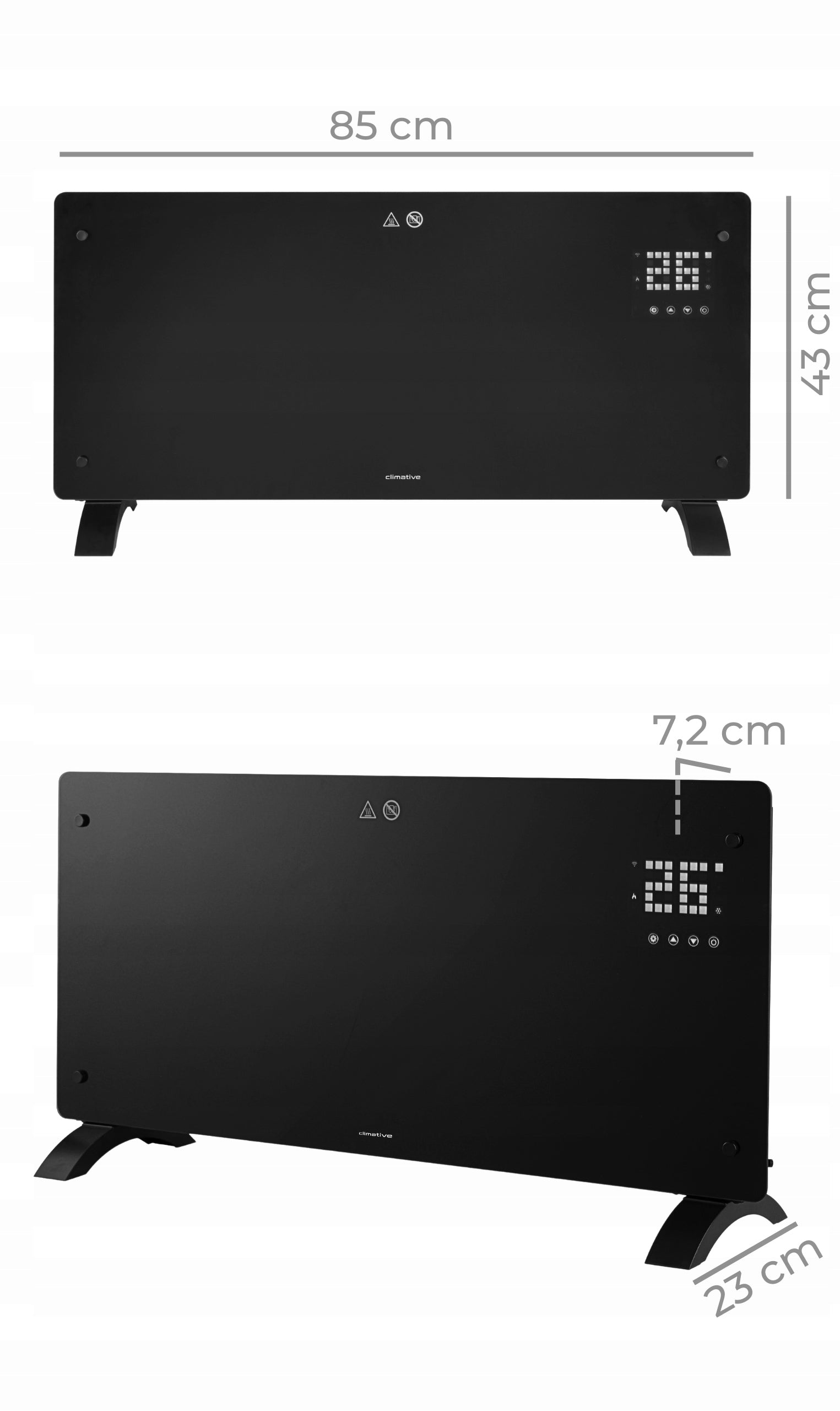 ELECTRIC GLASS HEATER 2500W WIFI TUYA LED REMOTE CONTROL ECO BLACK Heating power 2500 W