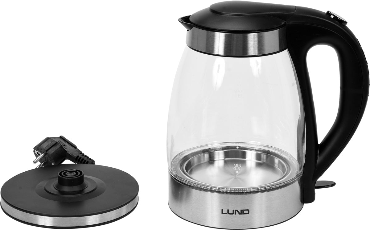 ELECTRIC GLASS KETTLE 1,8L WIRELESS ILLUMINATED LED 2200W LUND Dominant color clear