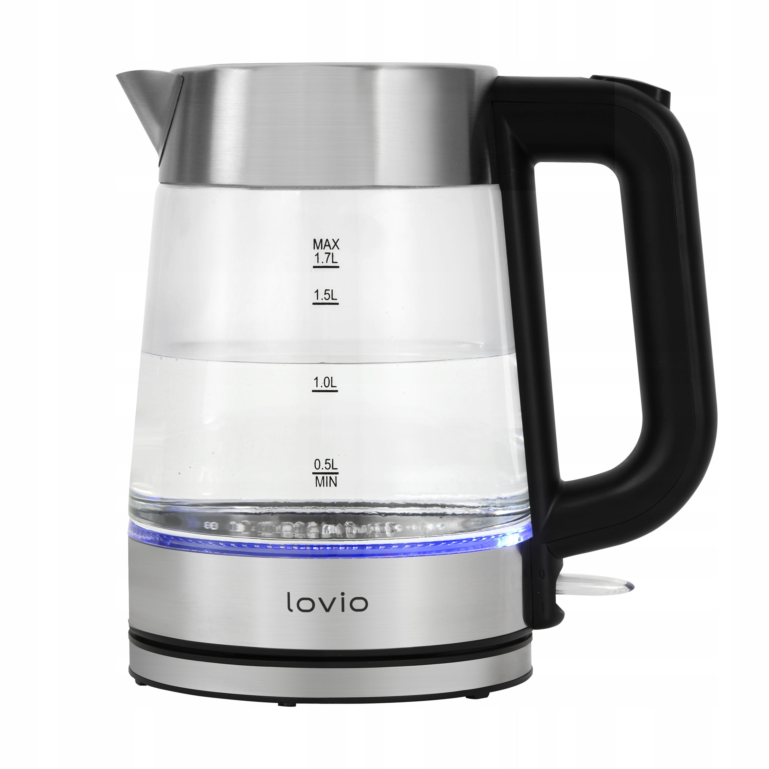 ELECTRIC GLASS KETTLE 2200W LED Steel 1,7L Powerful Quiet Wireless Brand Lovio