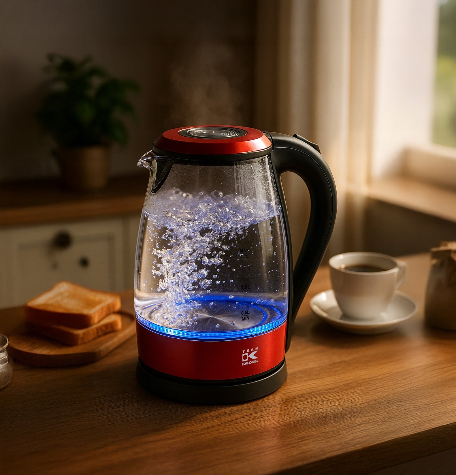 ELECTRIC GLASS KETTLE LED 1,7L 2000W ILLUMINATED MODERN Brand Kalorik