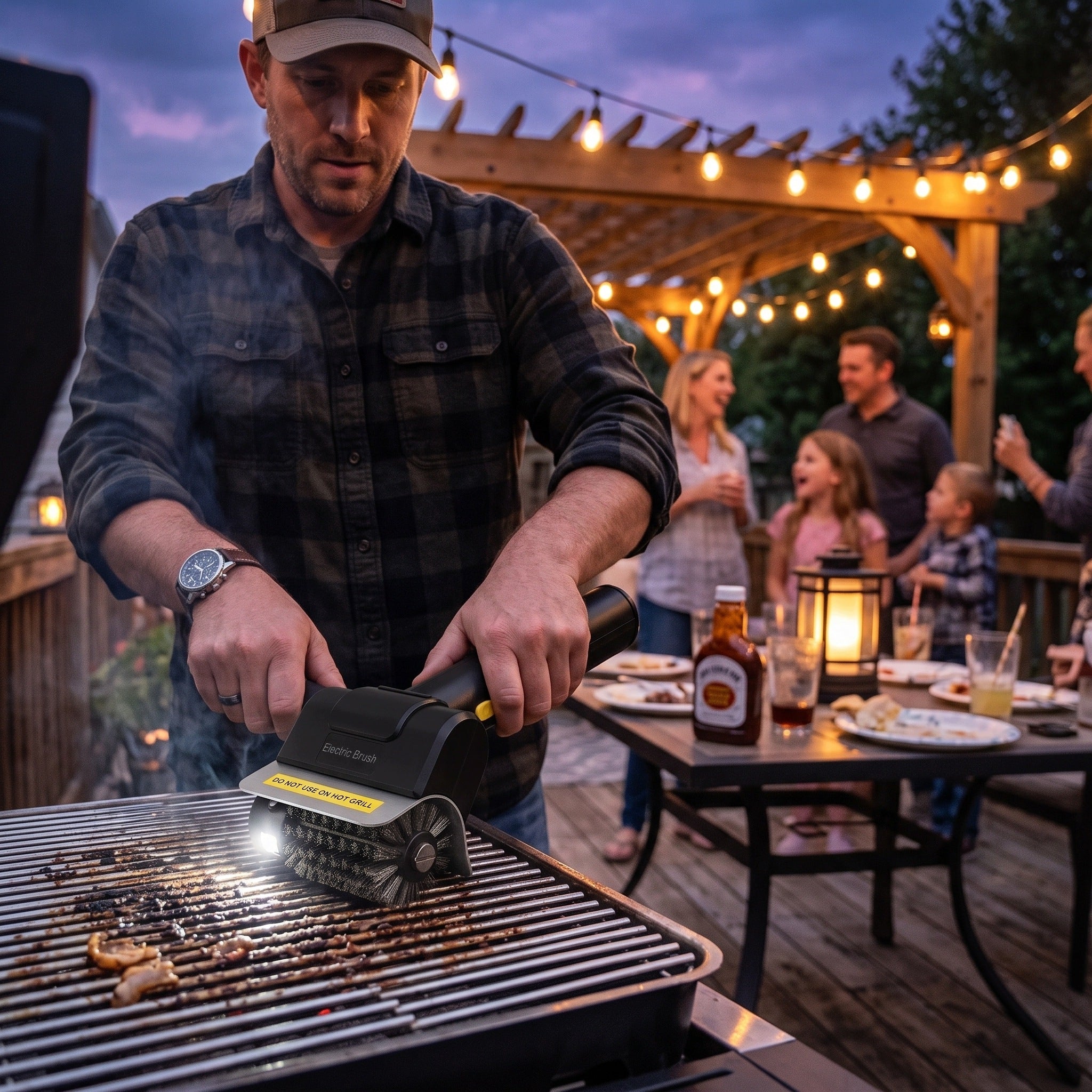 ELECTRIC GRATE BRUSH WITH BRISTLES SCRAPER CLEANER BBQ CORDLESS Packaging status original