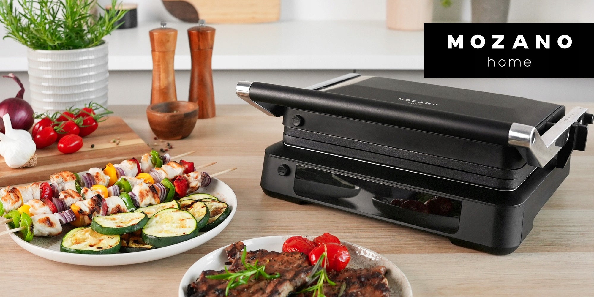 ELECTRIC GRILL 2000W TOASTER FOLDING TIMER 2 THERMOSTATS Dominant color black