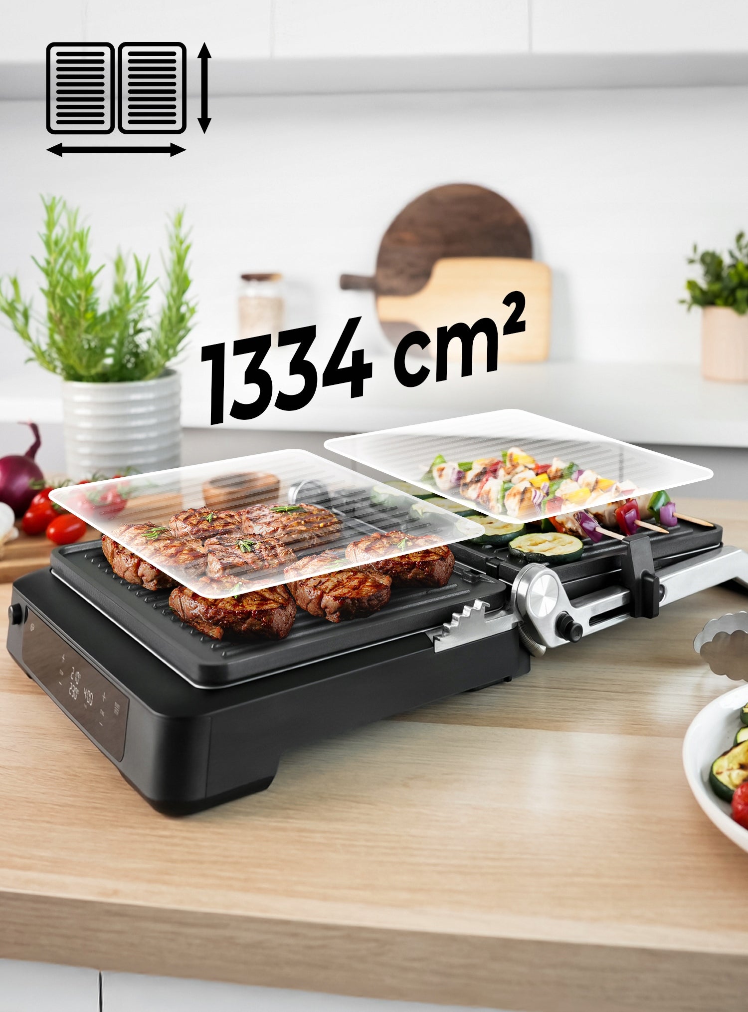 ELECTRIC GRILL 2000W TOASTER FOLDING TIMER 2 THERMOSTATS Manufacturer code AGD/GR/002 NEW