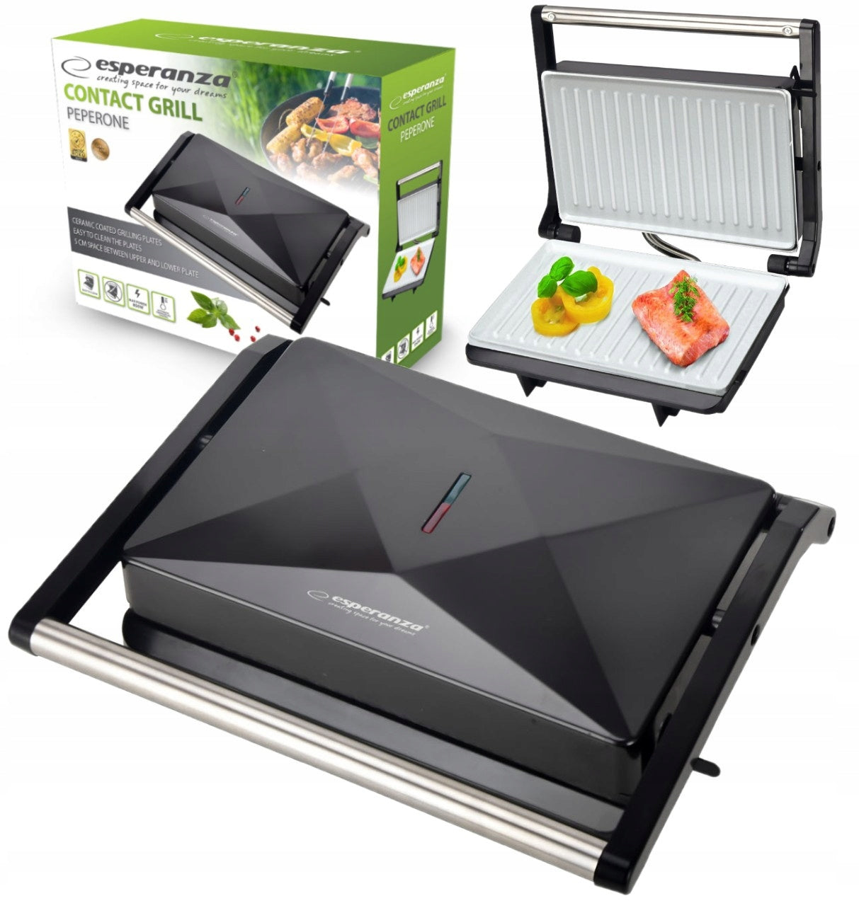ELECTRIC GRILL CONTACT SANDWICH TOASTER PANINI CERAMIC 850W