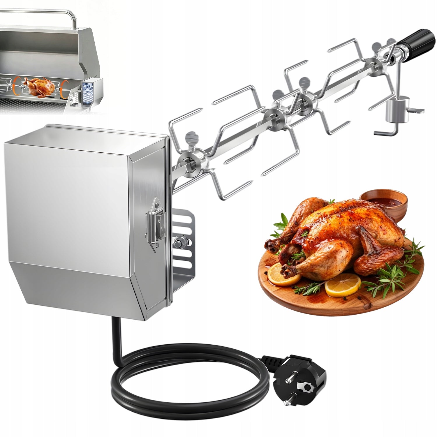 ELECTRIC GRILL GRATE AUTOMATIC ROTARY SPIT FOR GRILLING