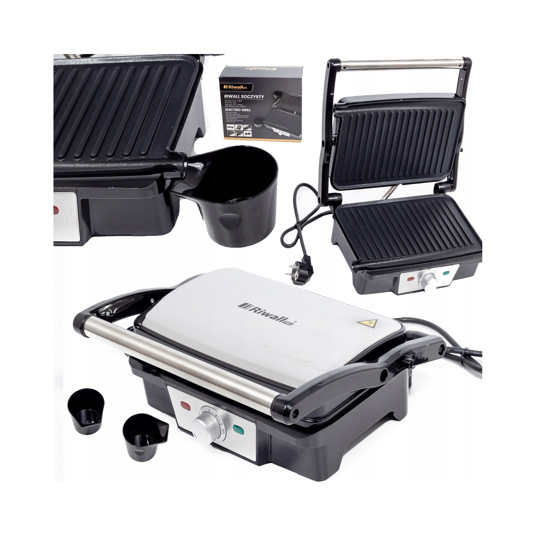 ELECTRIC GRILL SANDWICH TOASTER PANIN FOLDING TOASTER RIWALL RGR-01 Dominant color black