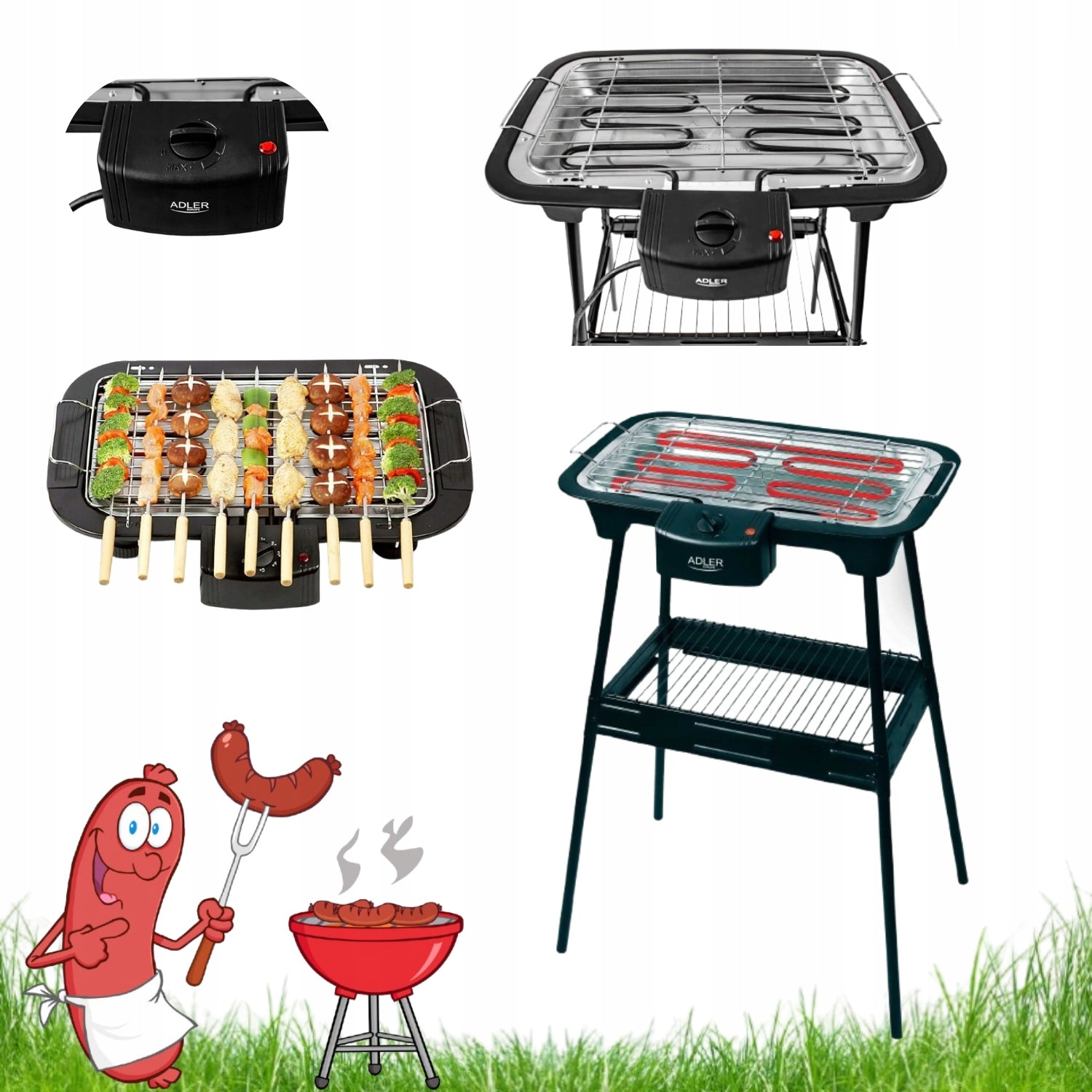 ELECTRIC GRILL STANDING TABLE GARDEN ADLER 2000W BBQ TEMP ADJUSTMENT