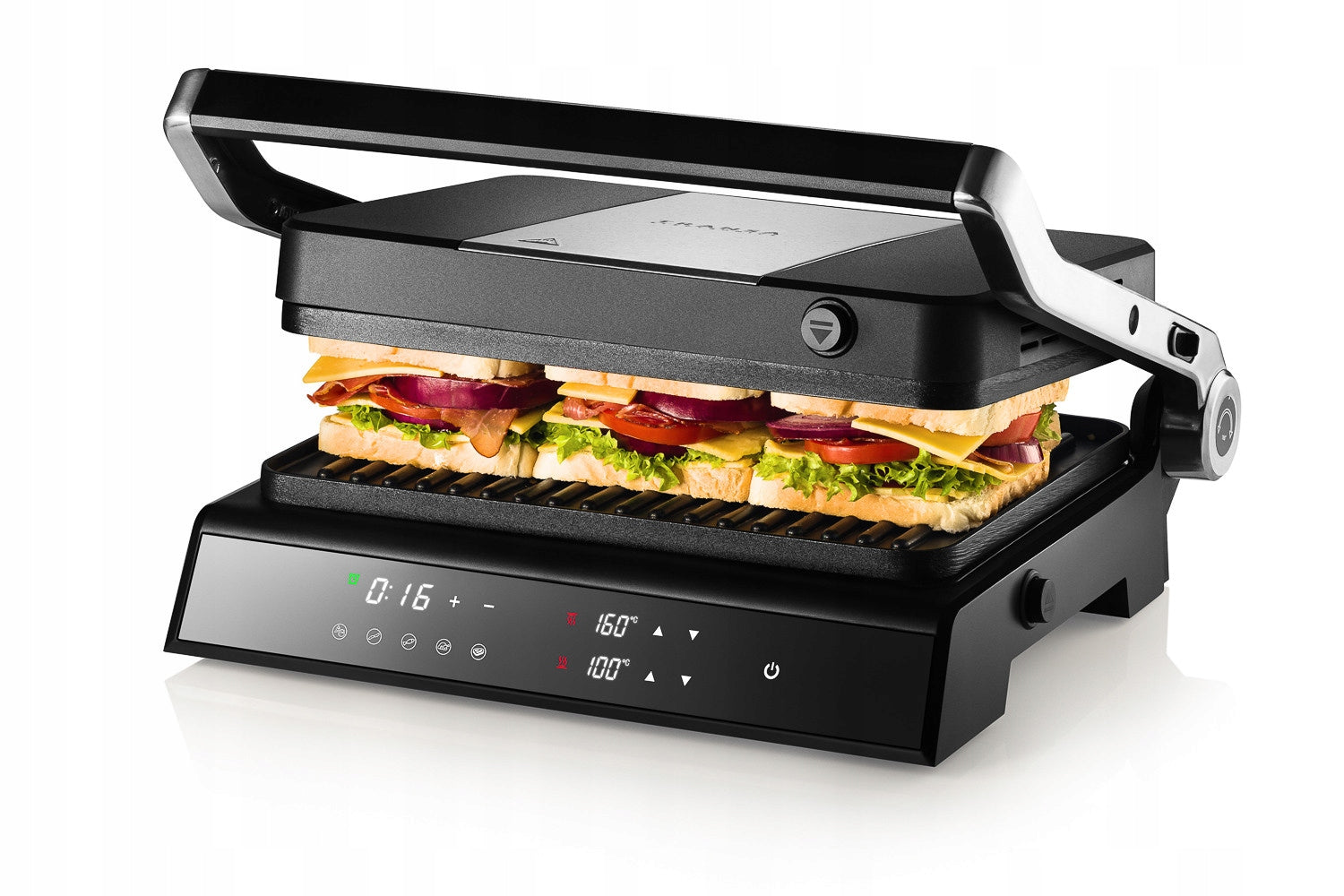 ELECTRIC GRILL TOASTER WITH ADJUSTABLE TEMP 5 PROGRAMS FOLDING 2200W Temperature control yes