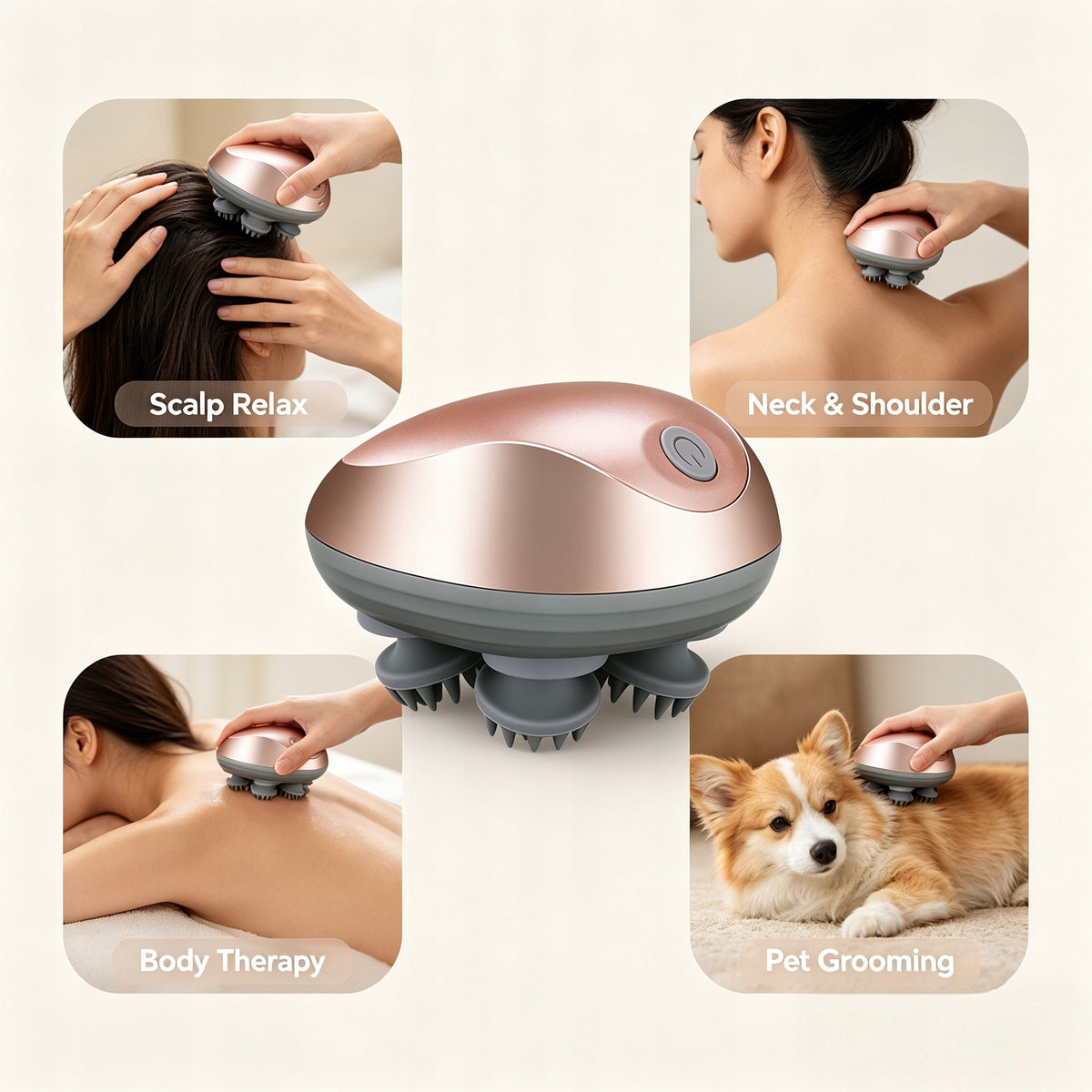 ELECTRIC HAIR SCALP MASSAGER WITH 3 SPEEDS PORTABLE HEAD SCRATCHER MASSAGER Packaging status original