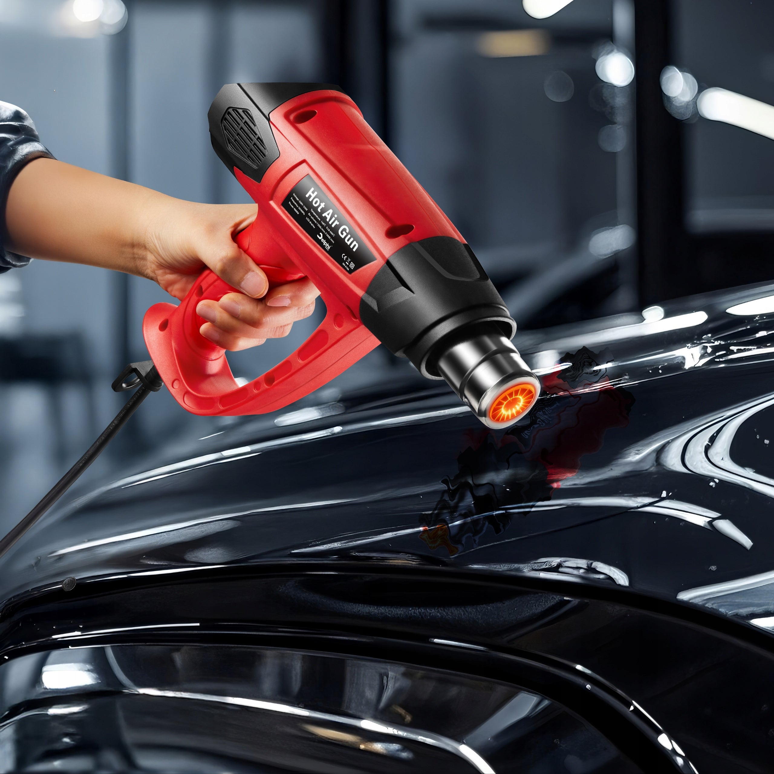 ELECTRIC HEAT GUN LCD 2 GEARS STRONG ADJUSTMENT MAX 600°C +4 NOZZLES PUTTY Packaging status original
