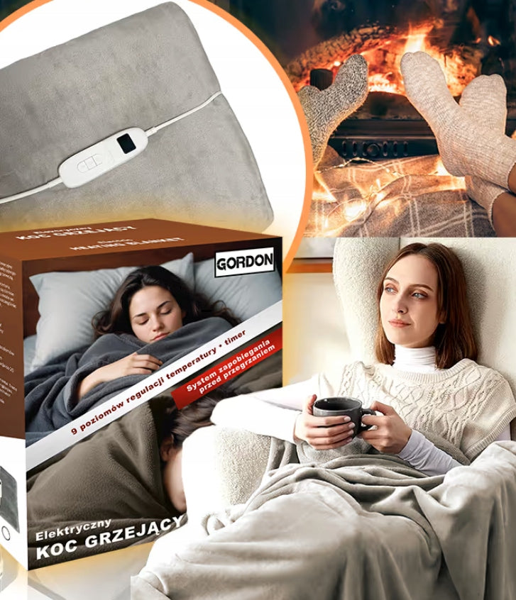ELECTRIC HEATING BLANKET 180 X 160 LARGE SOFT WARM BEIGE WITH REMOTE CONTROL