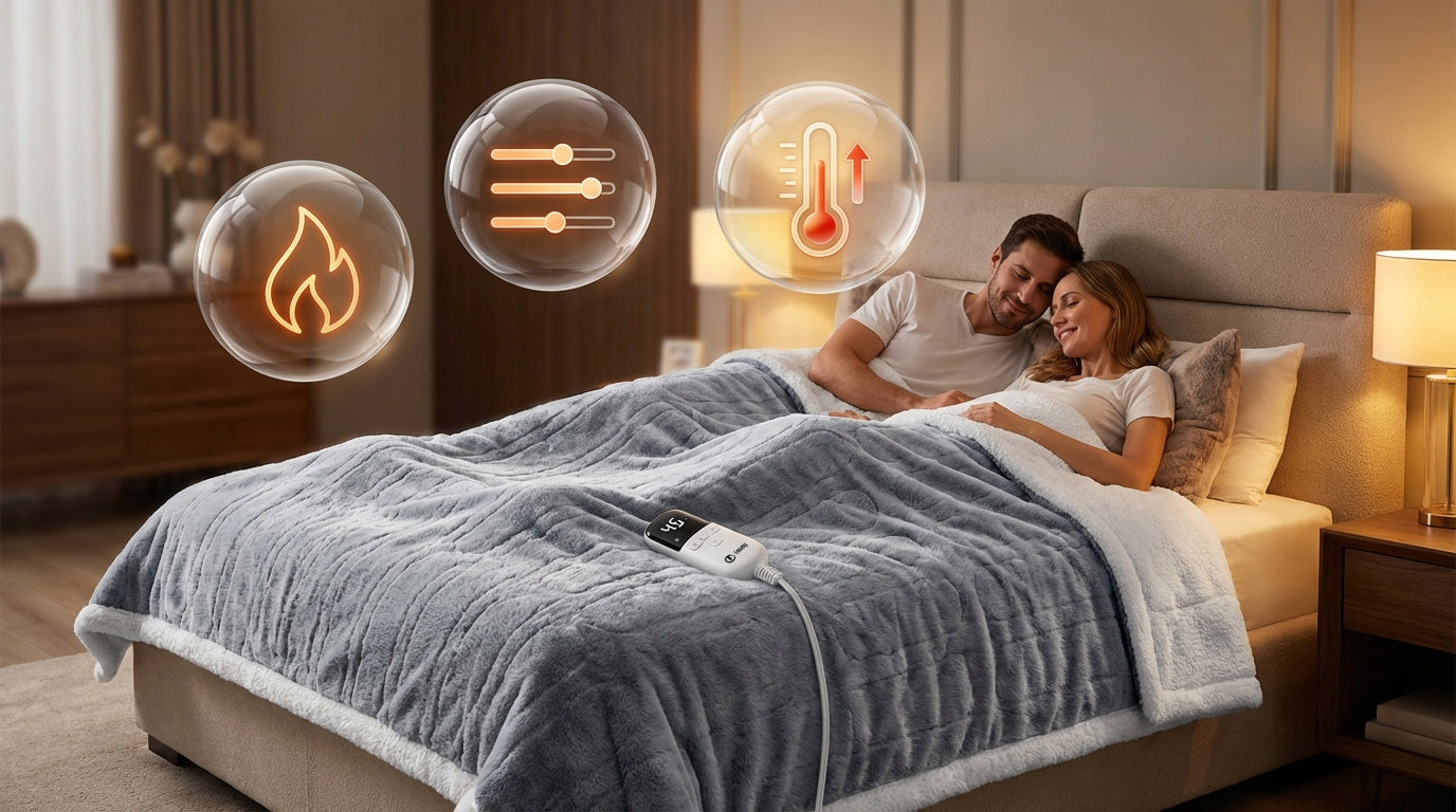 ELECTRIC HEATING BLANKET LARGE 180x160 DOUBLE 25 LEVELS TIMER + REMOTE CONTROL Brand ISAJ