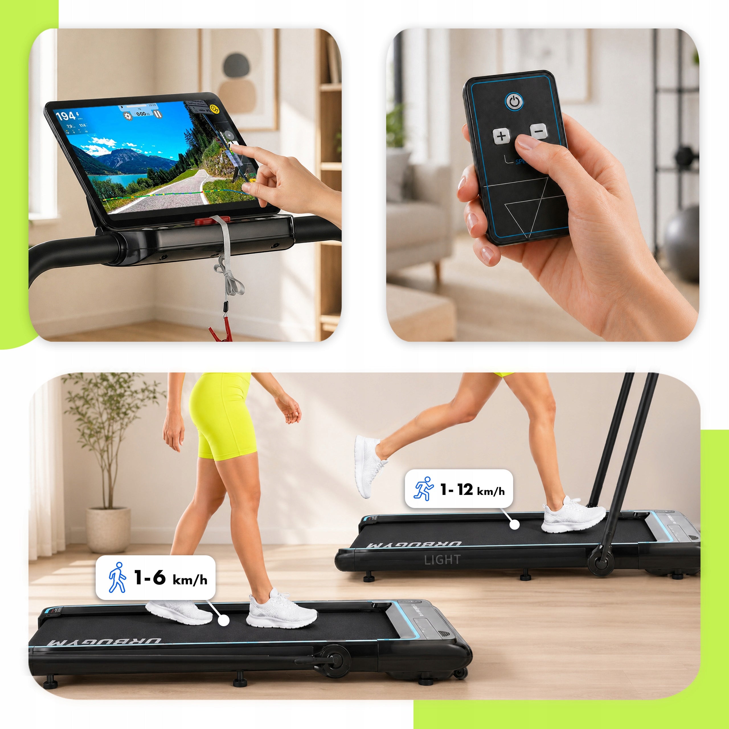 ELECTRIC HOME TREADMILL 2IN1 LIGHT FOLDING FLAT UNDER THE BED 12KM/H Manufacturer code LIGHT