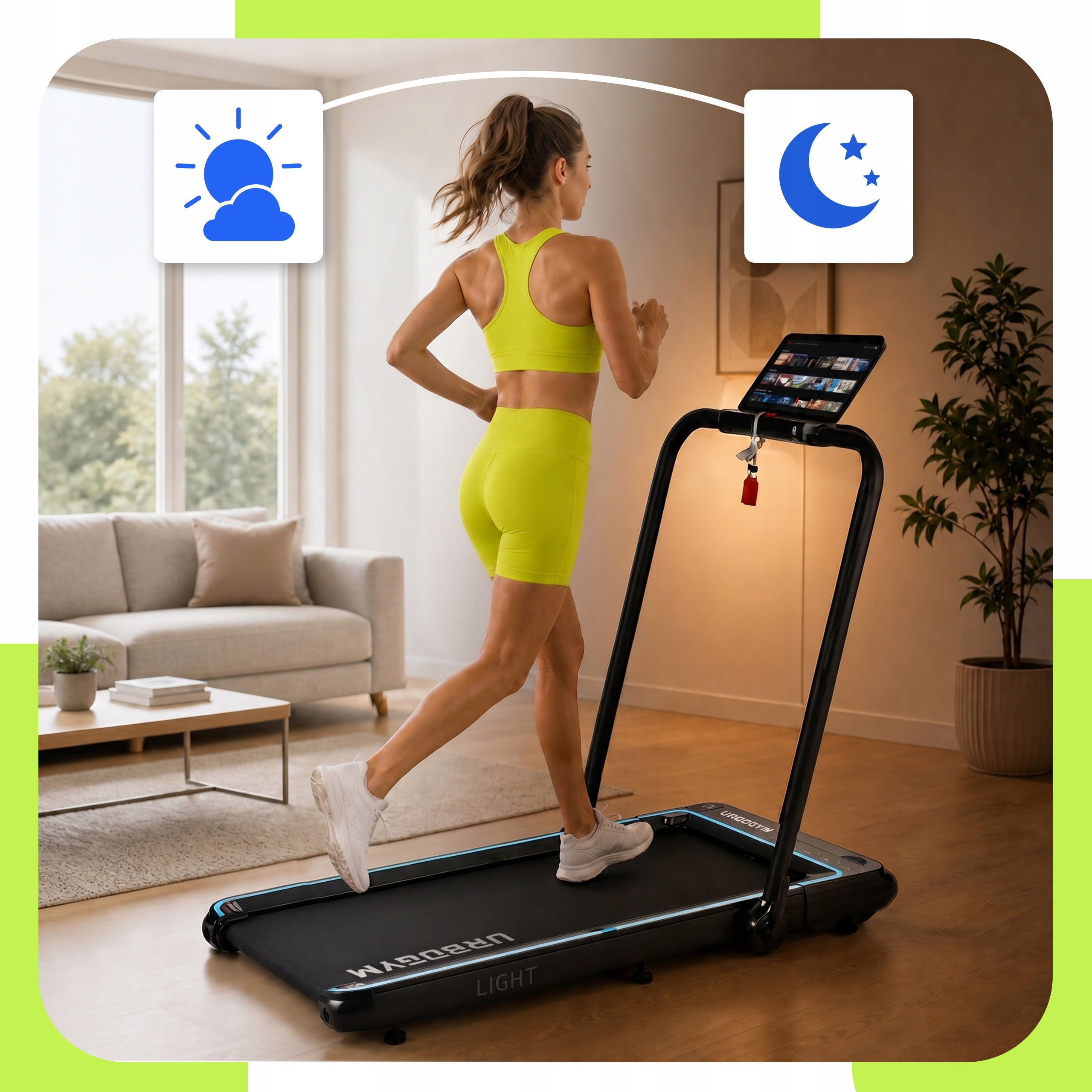 ELECTRIC HOME TREADMILL 2IN1 LIGHT FOLDING FLAT UNDER THE BED 12KM/H Maximum user weight 100 kg