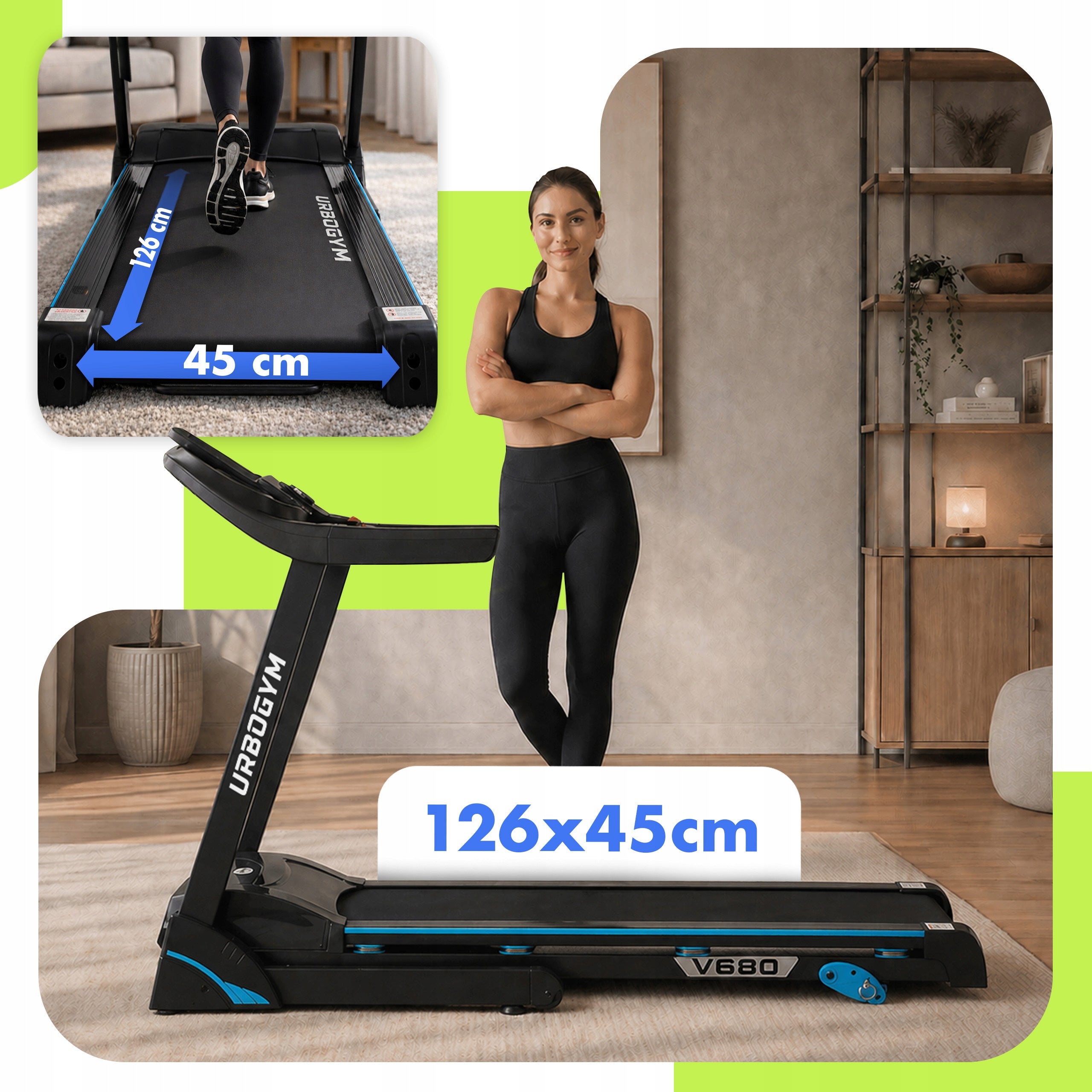 ELECTRIC HOME TREADMILL V680 SUBSCRIPTION, INCLINE ADJUSTMENT, FOLDABLE Brand Urbogym