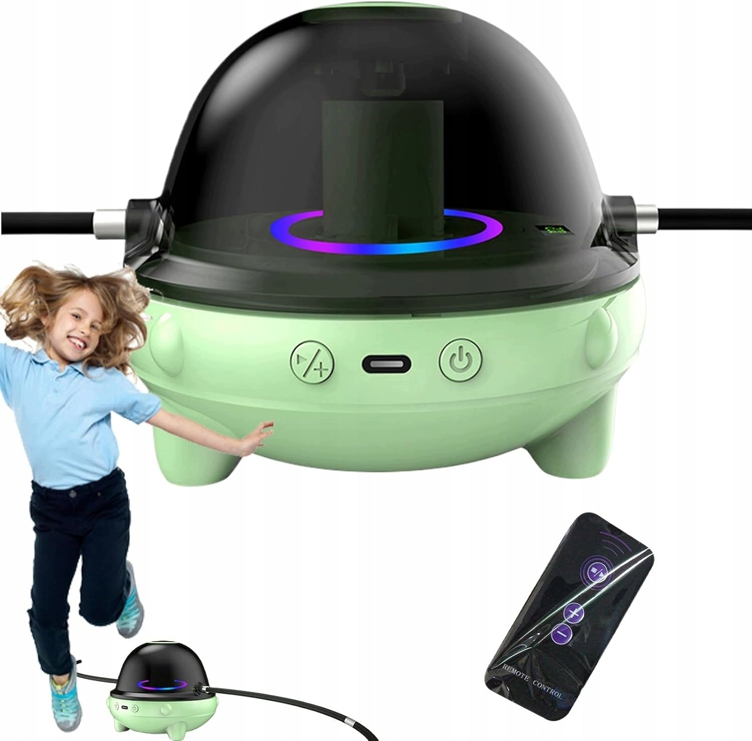 ELECTRIC JUMP ROPE SMART AUTOMATIC WITH REMOTE CONTROL 10 GEARS GREEN Packaging status original