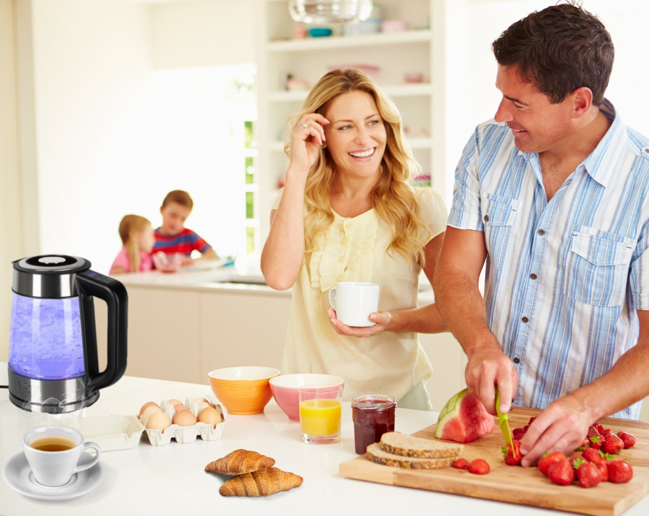 ELECTRIC KETTLE 1,7L 2200W REG TEMP 40-100°C GLASS WIRELESS LED Power 2200 W