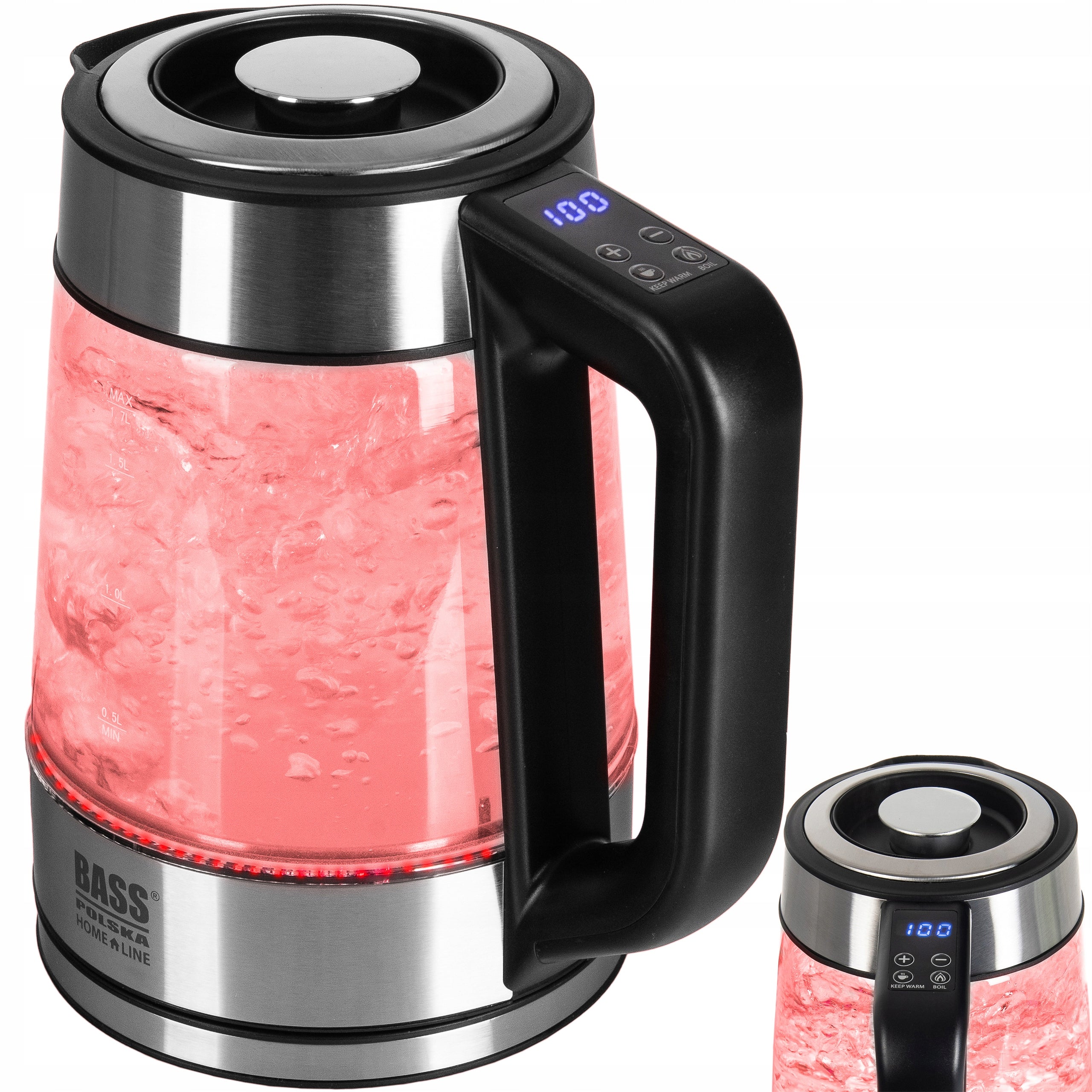 ELECTRIC KETTLE 1,7L 2200W REG TEMP 40-100°C GLASS WIRELESS LED