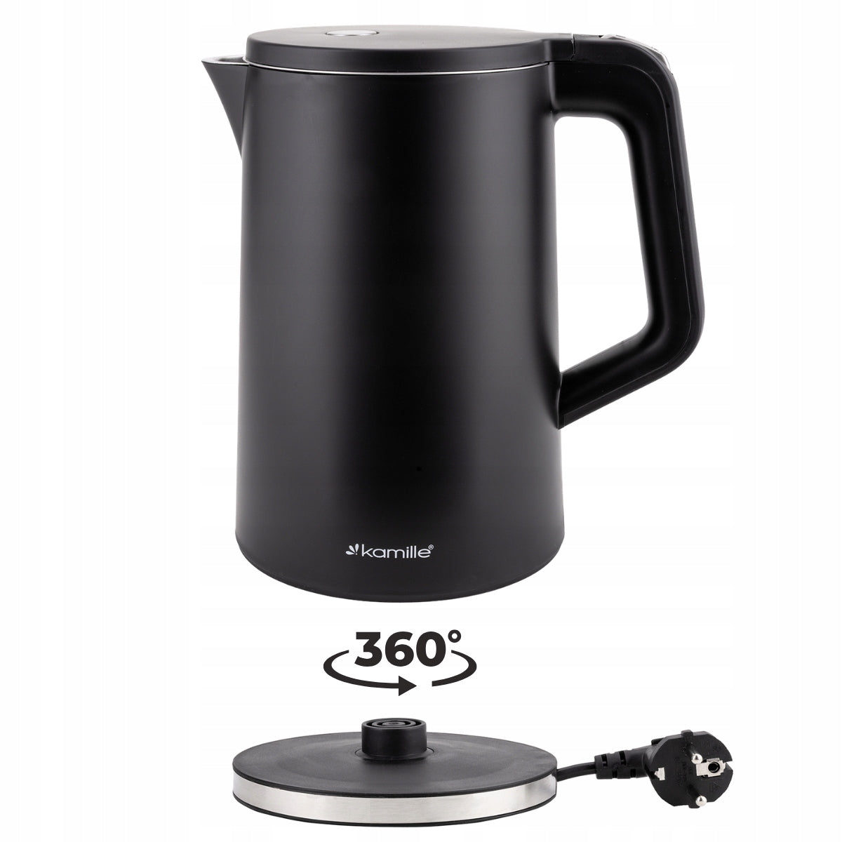 ELECTRIC KETTLE 1,7L BLACK MESH FILTER ROTATING BASE KAMILLE Dominant color black