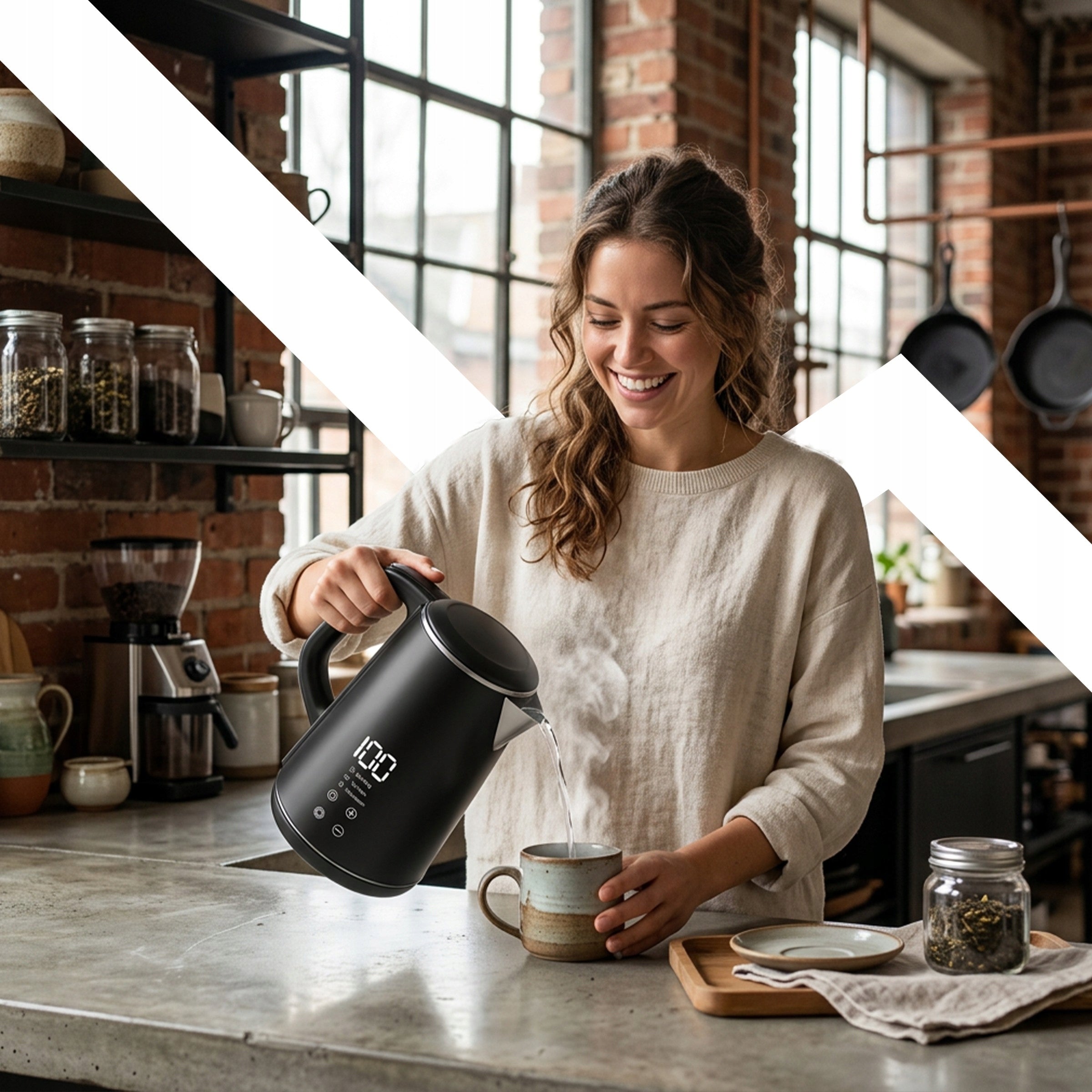 ELECTRIC KETTLE 1500W 1,6L WIRELESS TOUCH TEMPERATURE CONTROL Dominant color black