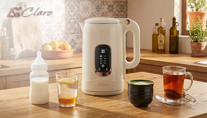 ELECTRIC KETTLE CLARO UNO 1800W 1,8L WITH TEMPERATURE CONTROL LCD WHITE Manufacturer code PANEL DOTYKOWY STAL NIERDZEWNA DUŻY MOCNY