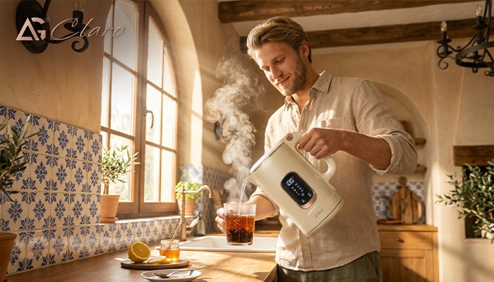 ELECTRIC KETTLE CLARO UNO 1800W 1,8L WITH TEMPERATURE CONTROL LCD WHITE Packaging status original