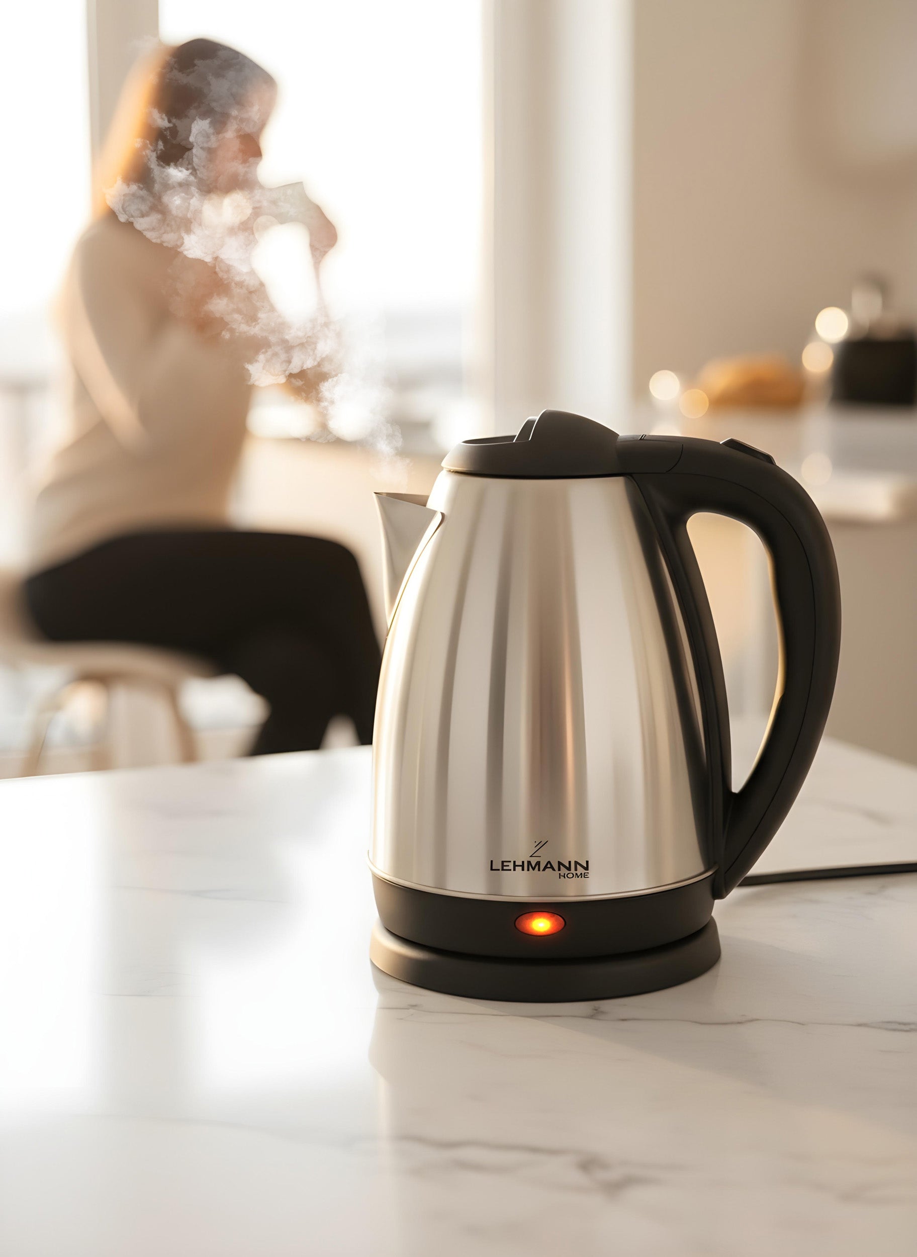 ELECTRIC KETTLE CORDLESS TOURIST LARGE STRONG STAINLESS STEEL Capacity 1.8 l