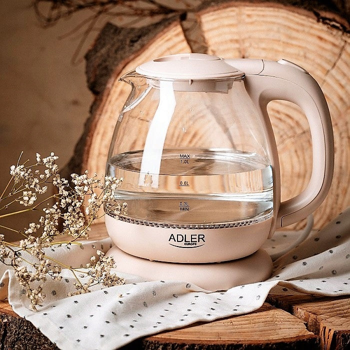 ELECTRIC KETTLE GLASS ILLUMINATED LED 1 L WIRELESS CREAM Brand no brand